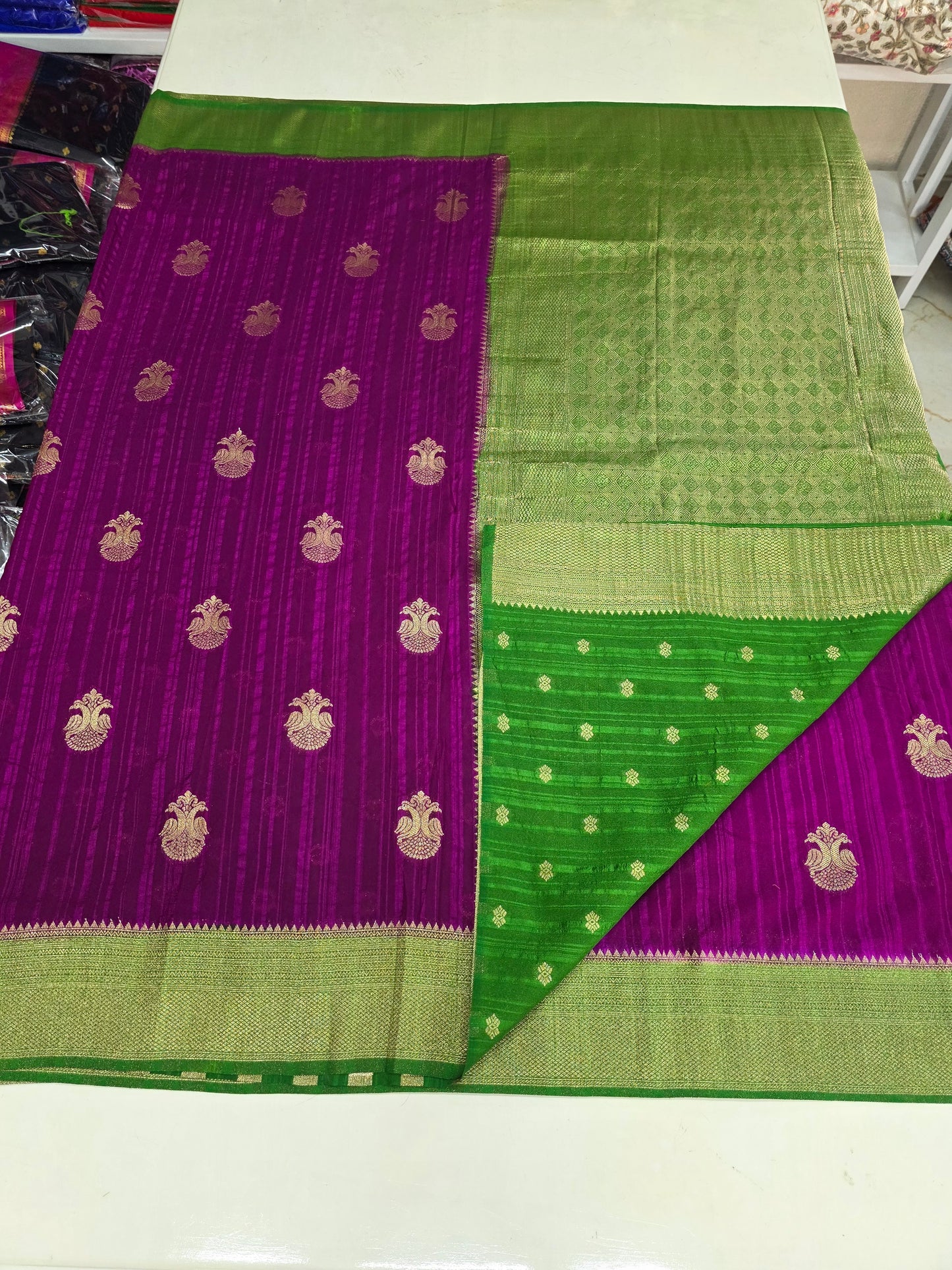 Embossed Crepe Georgette (Gandaberunda Motifs)