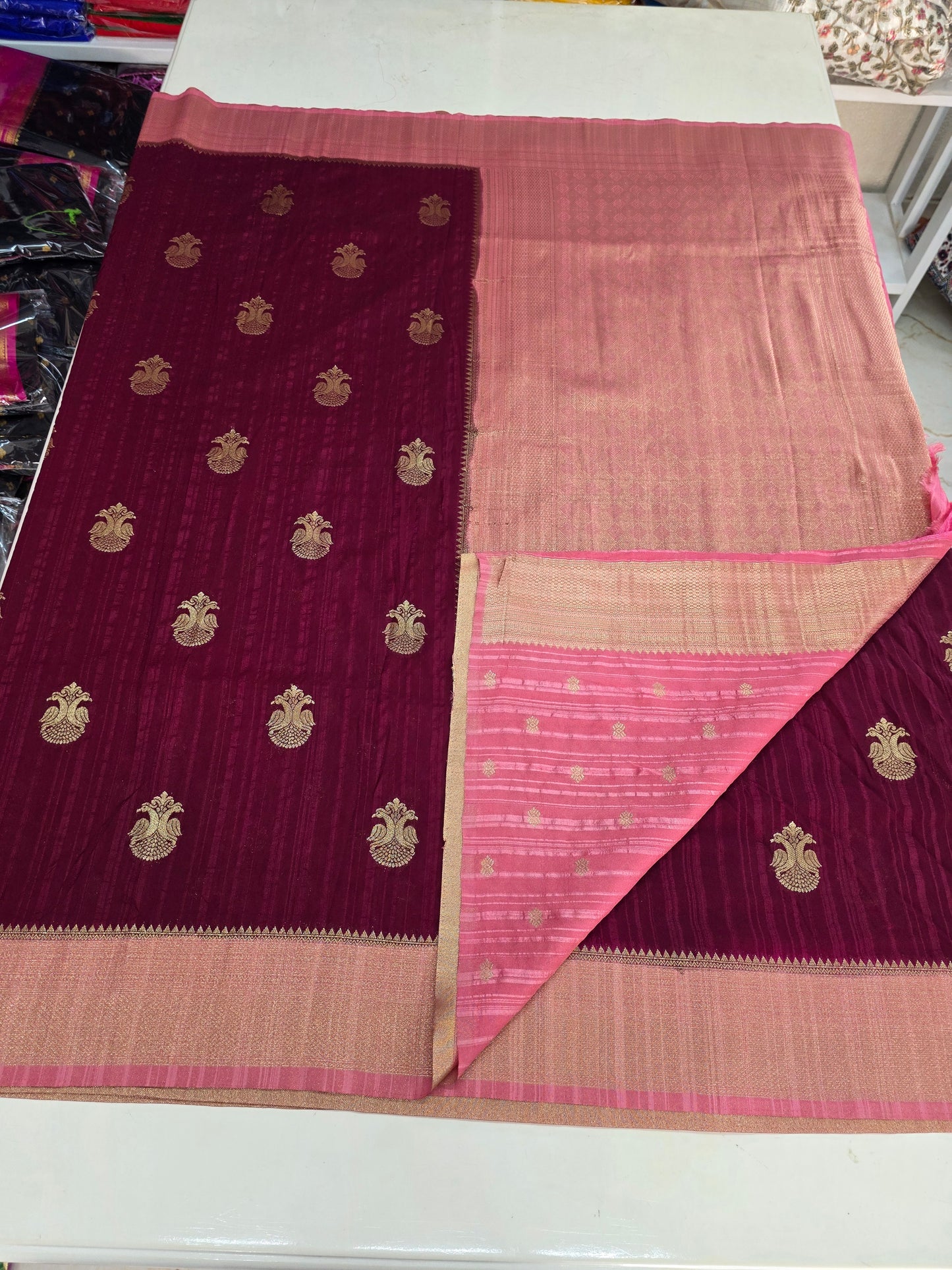 Embossed Crepe Georgette (Gandaberunda Motifs)