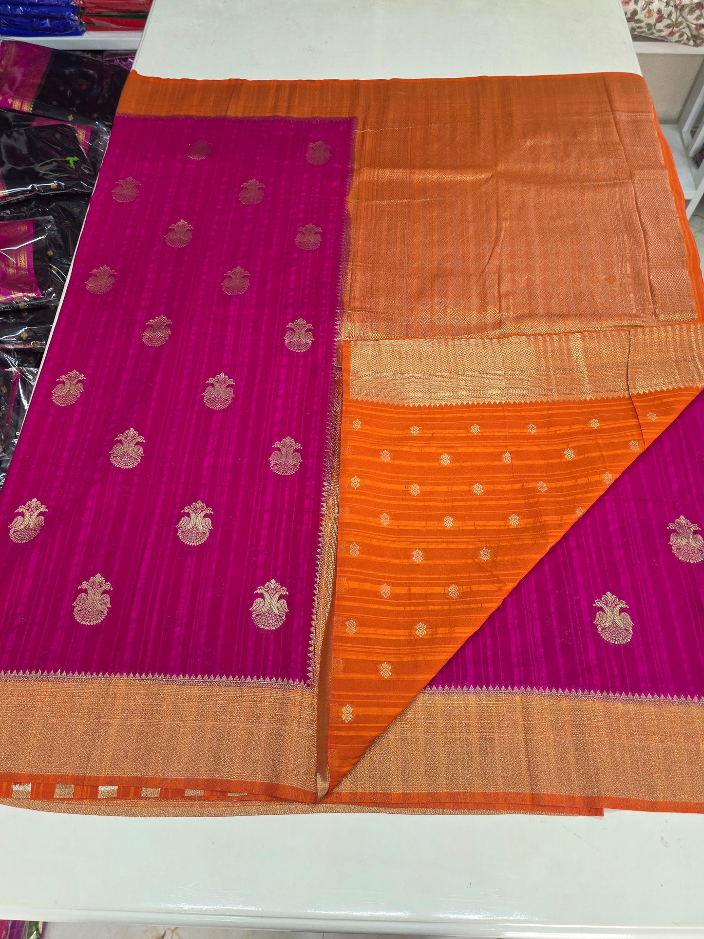 Embossed Crepe Georgette (Gandaberunda Motifs)