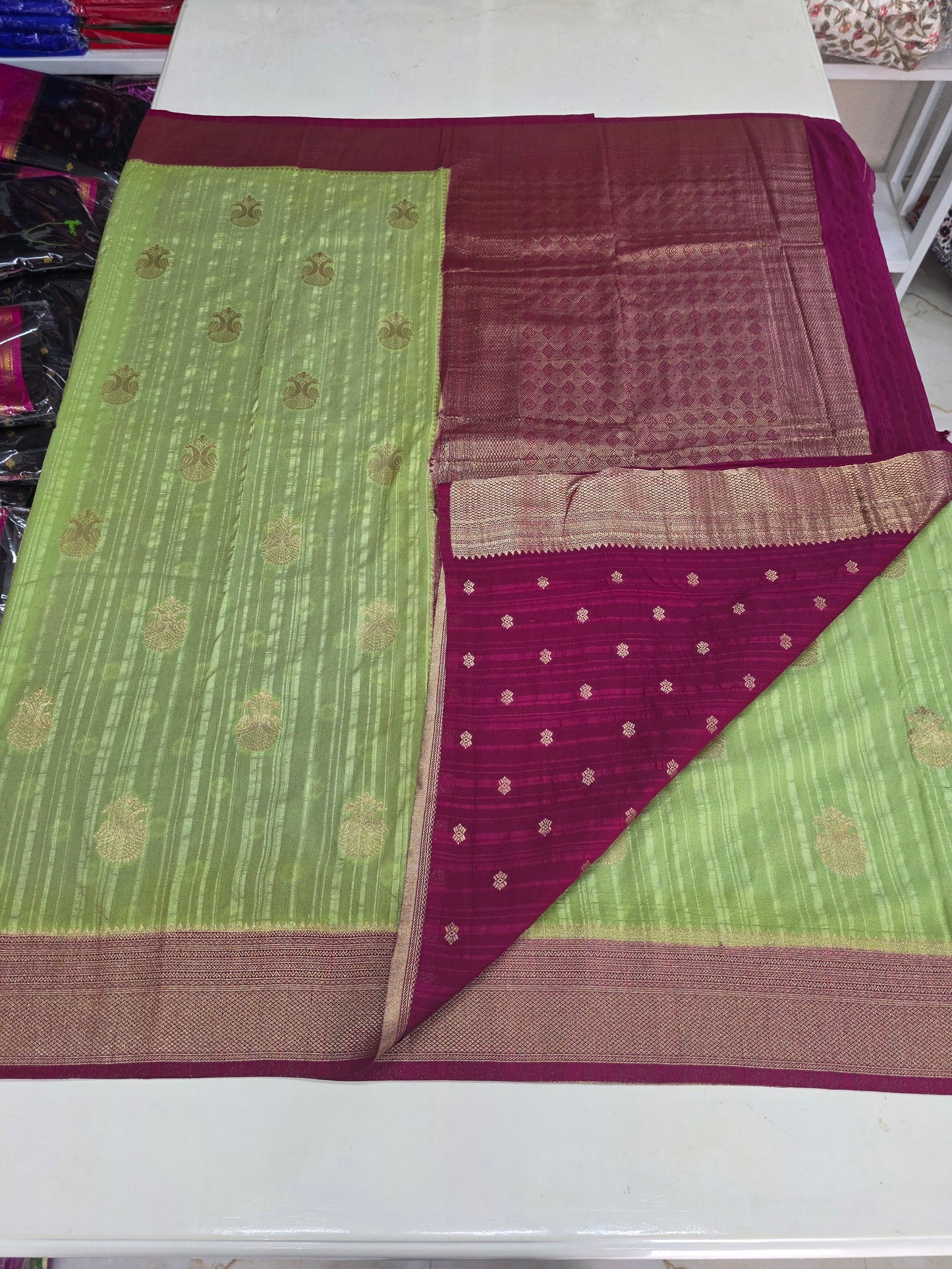 Embossed Crepe Georgette (Gandaberunda Motifs)