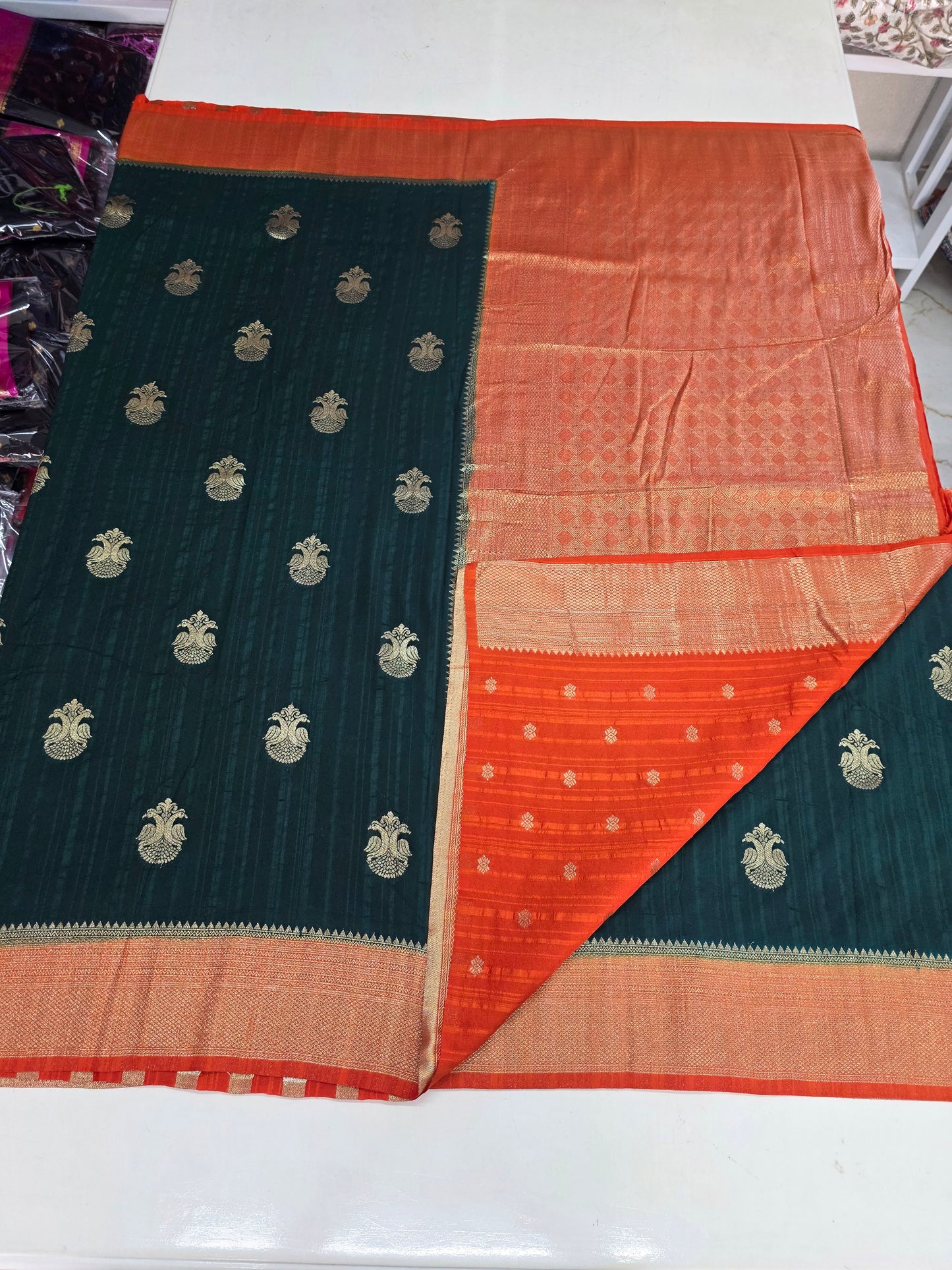 Embossed Crepe Georgette (Gandaberunda Motifs)