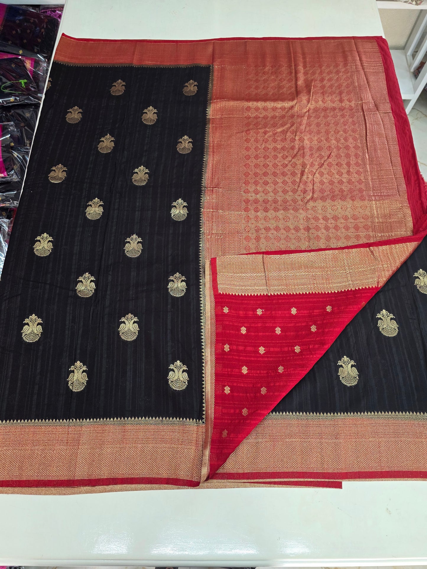 Embossed Crepe Georgette (Gandaberunda Motifs)