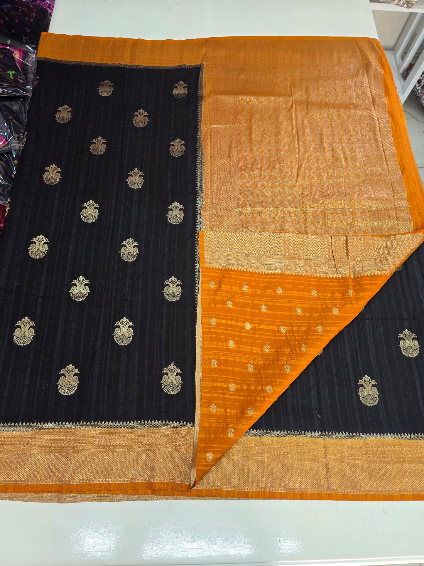 Embossed Crepe Georgette (Gandaberunda Motifs)
