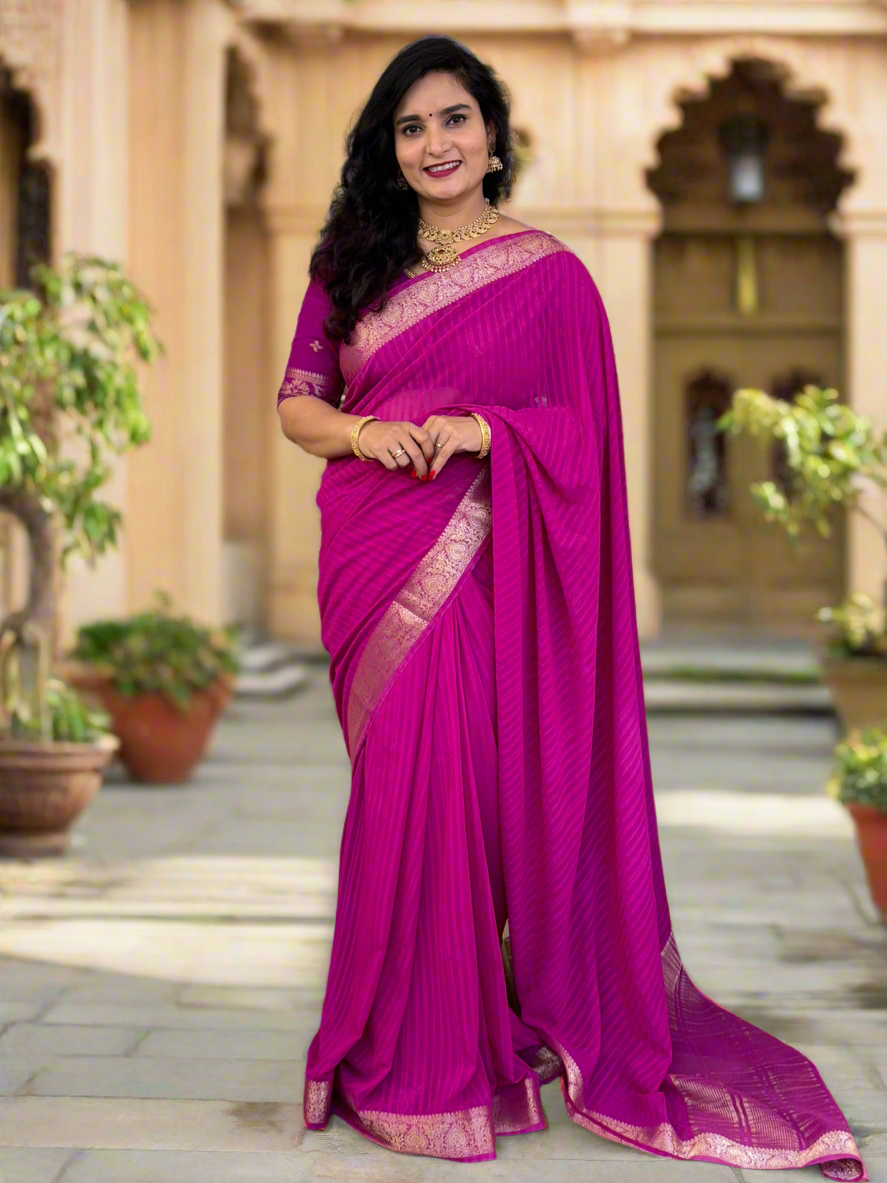 Embossed Georgette (Leaf Border)