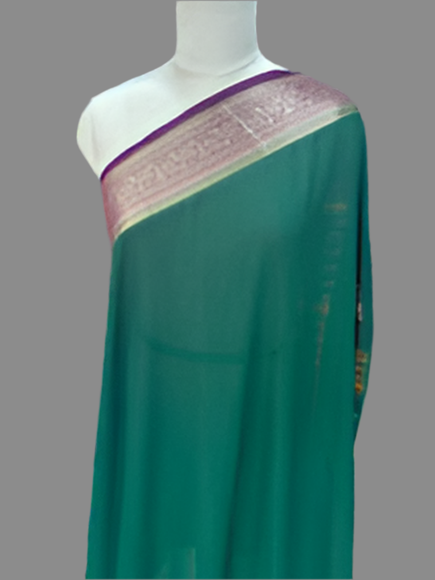 Georgette Chiffon (Contrast, Grand Pallu and Brocade Blouse)