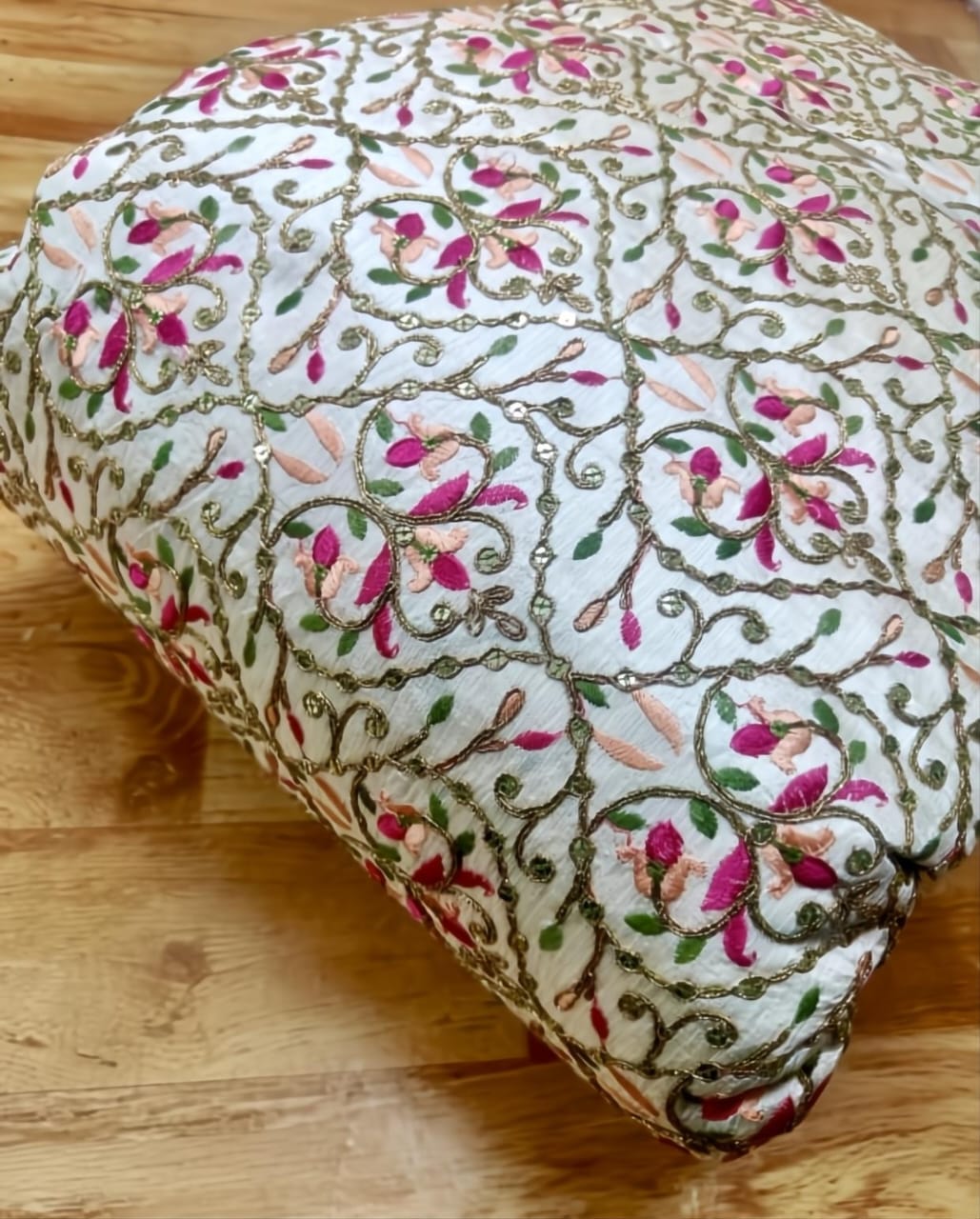 Raw Silk Blouse Fabric (HSSB7, Heavy Embroidery Work)
