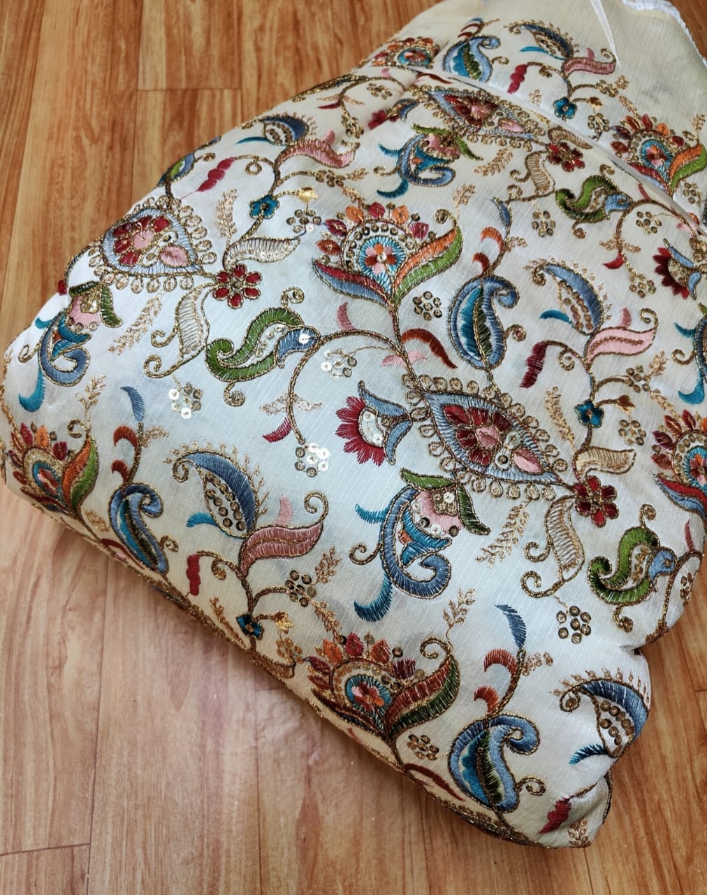 Raw Silk Blouse Fabric (HSSB7, Heavy Embroidery Work)