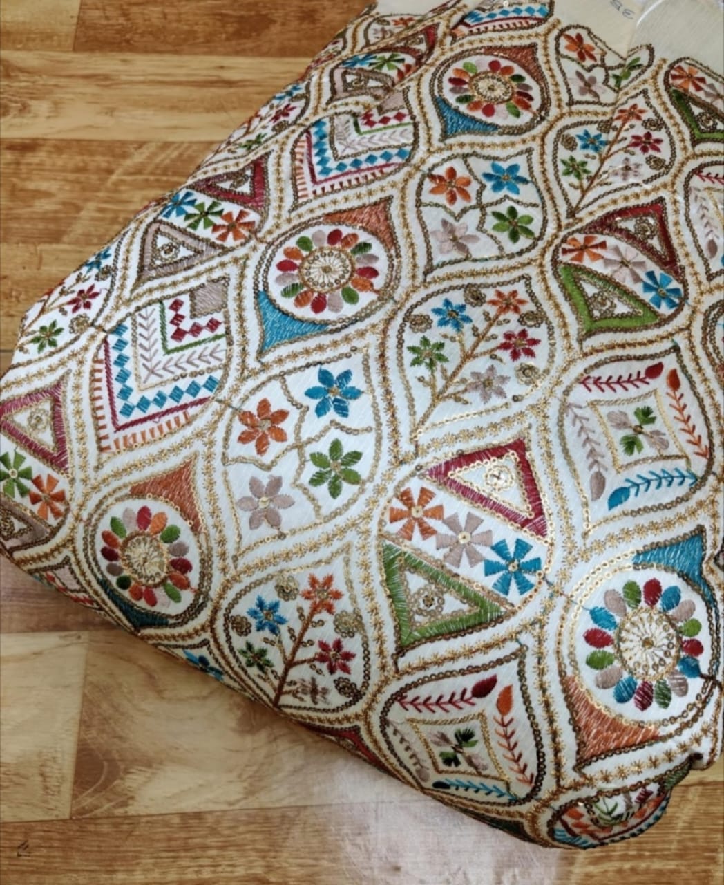 Raw Silk Blouse Fabric (HSSB7, Heavy Embroidery Work)
