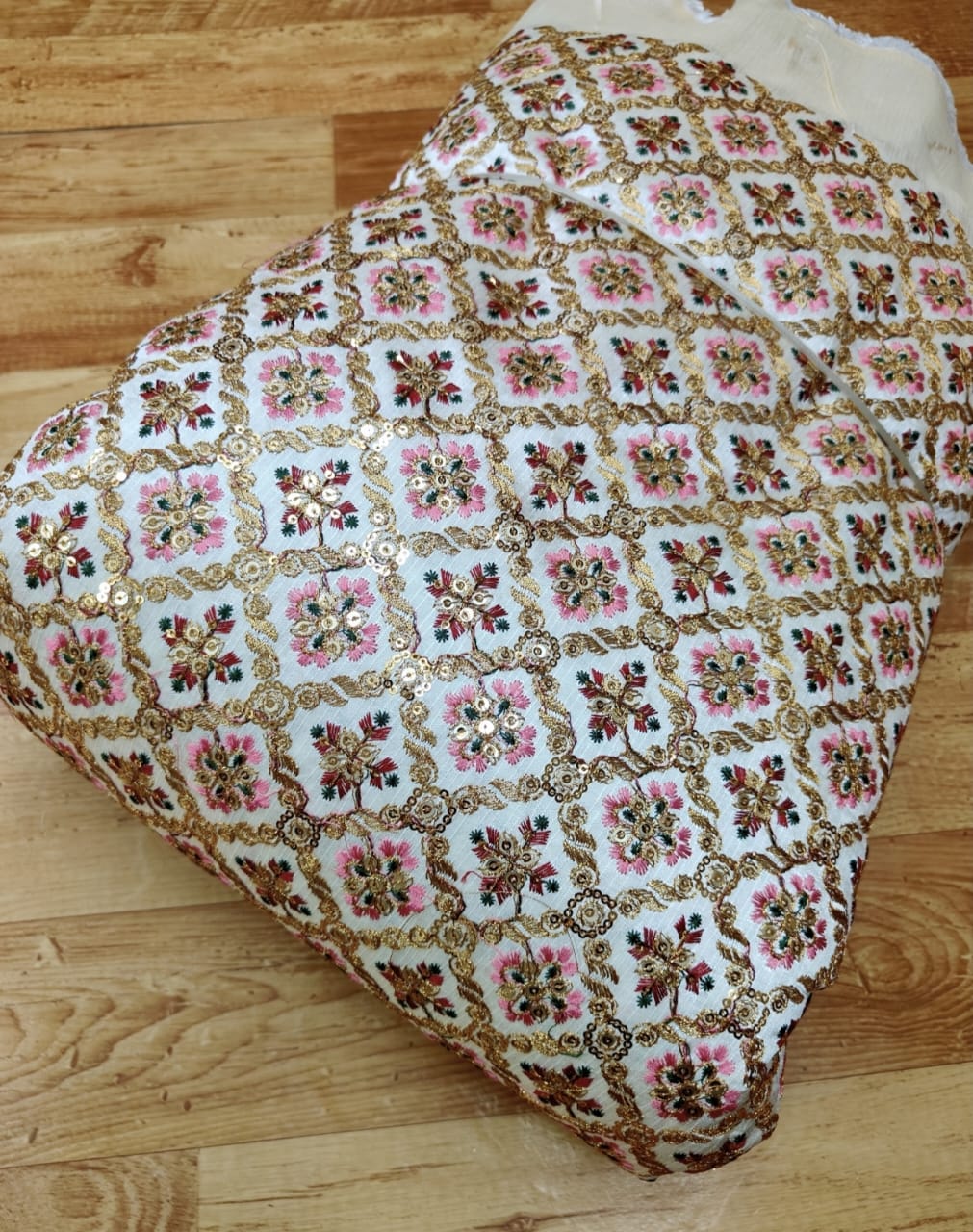 Raw Silk Blouse Fabric (HSSB7, Heavy Embroidery Work)