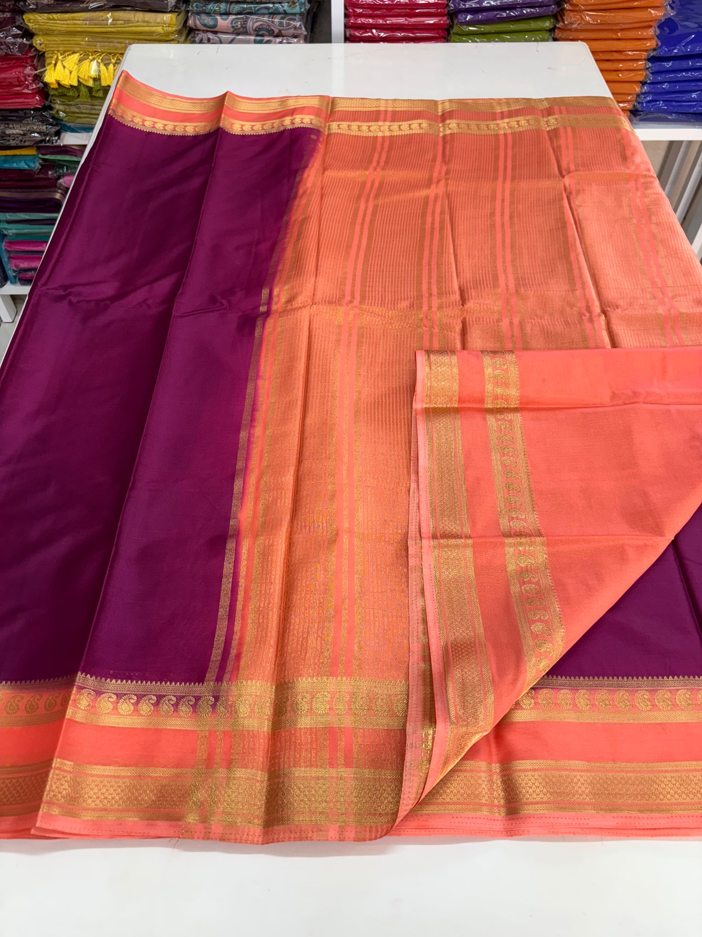 Semi Mysore Crepe (Premium, Medium Mango Bentex Border)