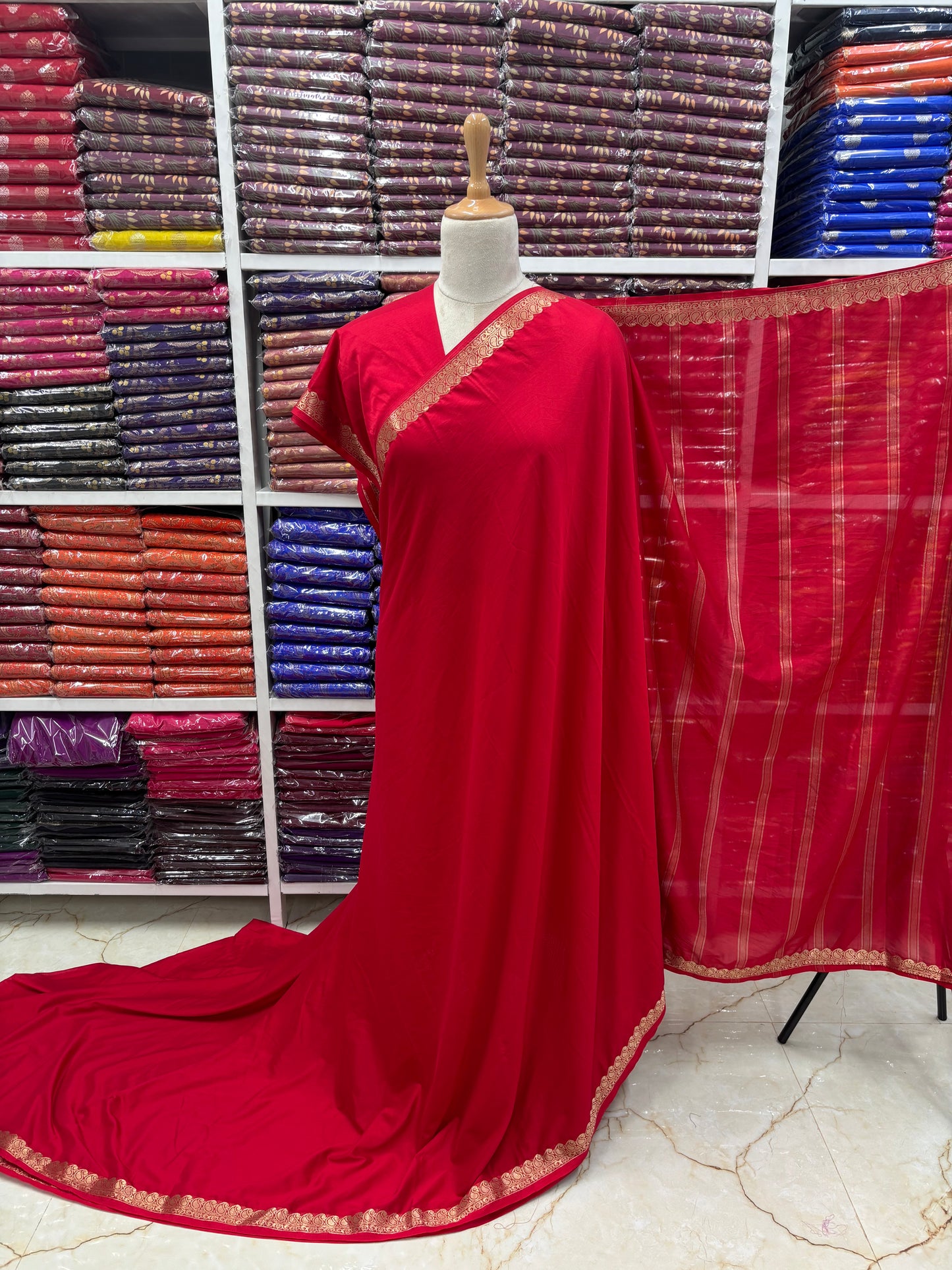 Semi Mysore Crepe (Small Mango Border)