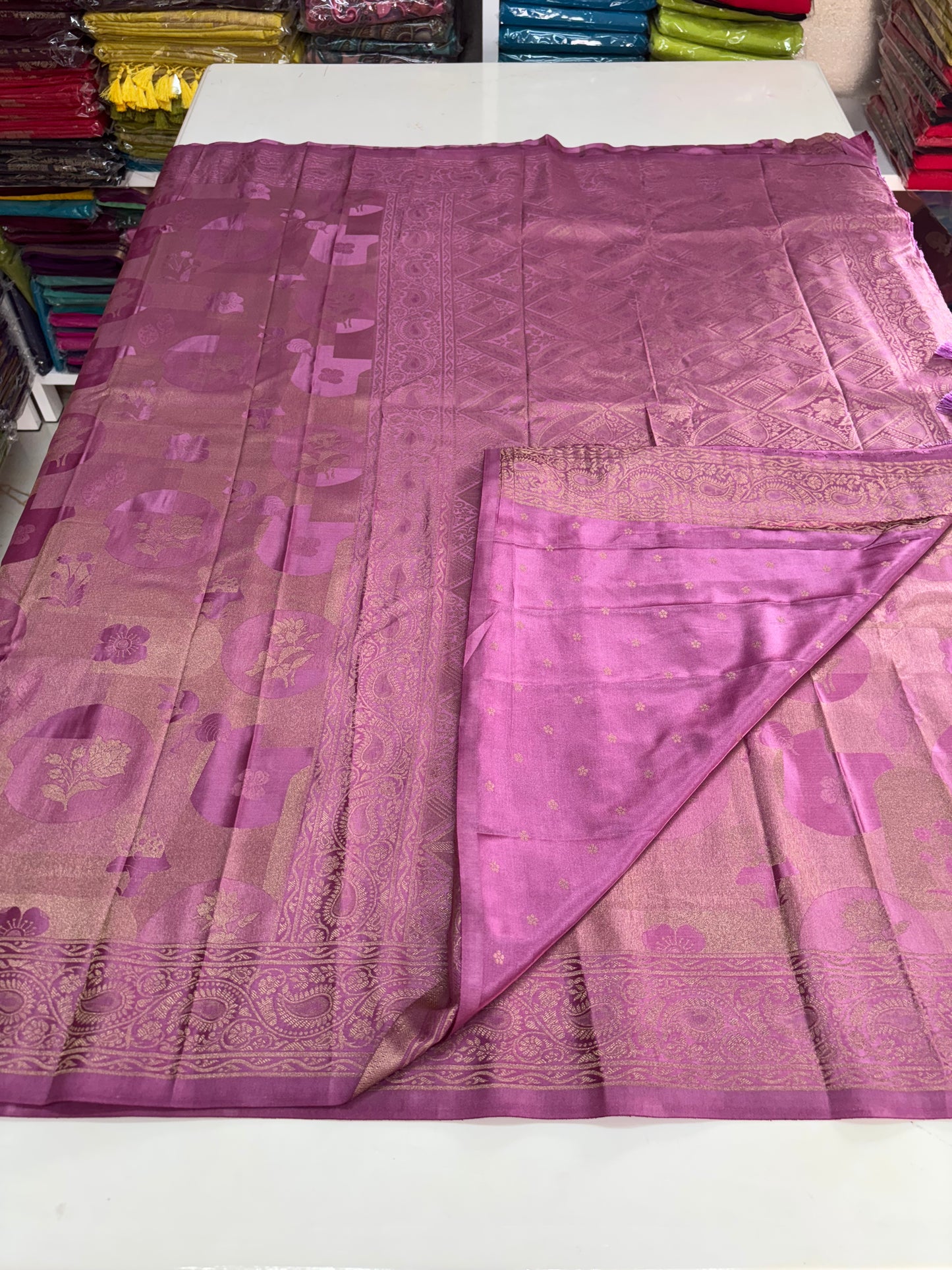 Satin Saree (Premium, Abstract and Floral Body Design)