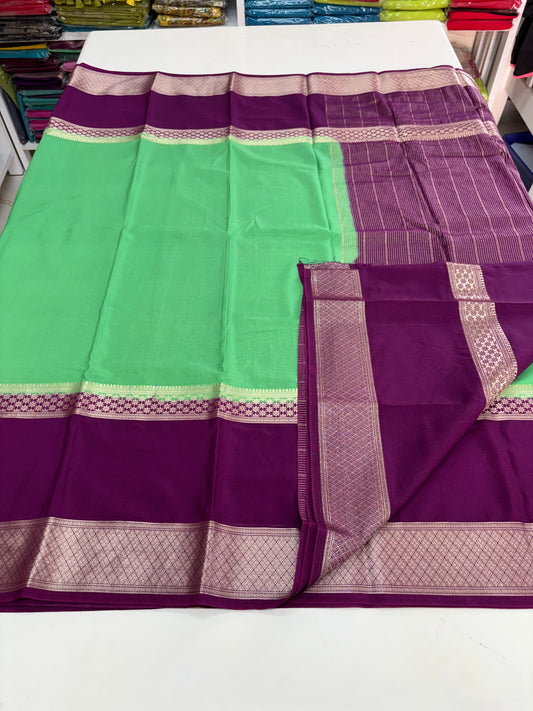 Semi Mysore Crepe (Premium, Contrast Big Bentex Star Border)