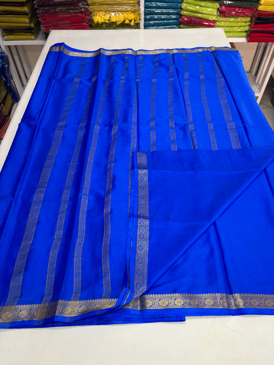 Semi Mysore Crepe (Self, 1 inch Floral Border)