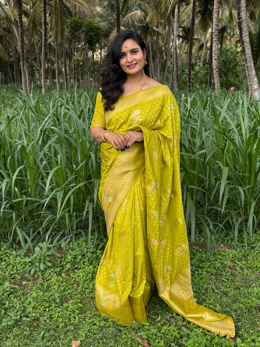 Banarasi Khaddi Georgette (Floral Meena Motifs)