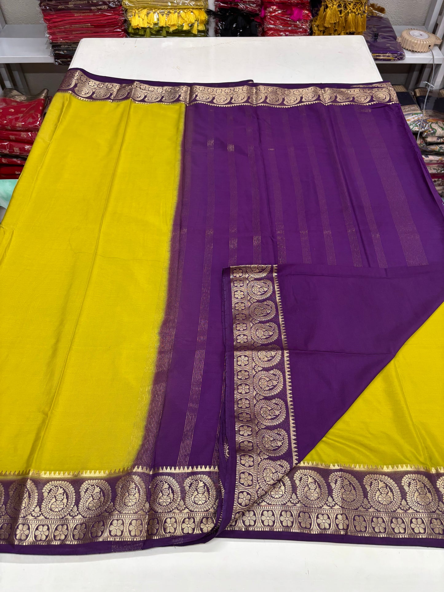 Semi Mysore Crepe (Premium, Mango & Flower Border)