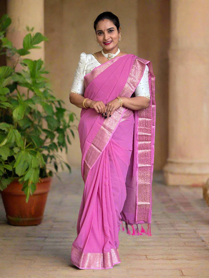 Chiffon (Self, Mango Border)