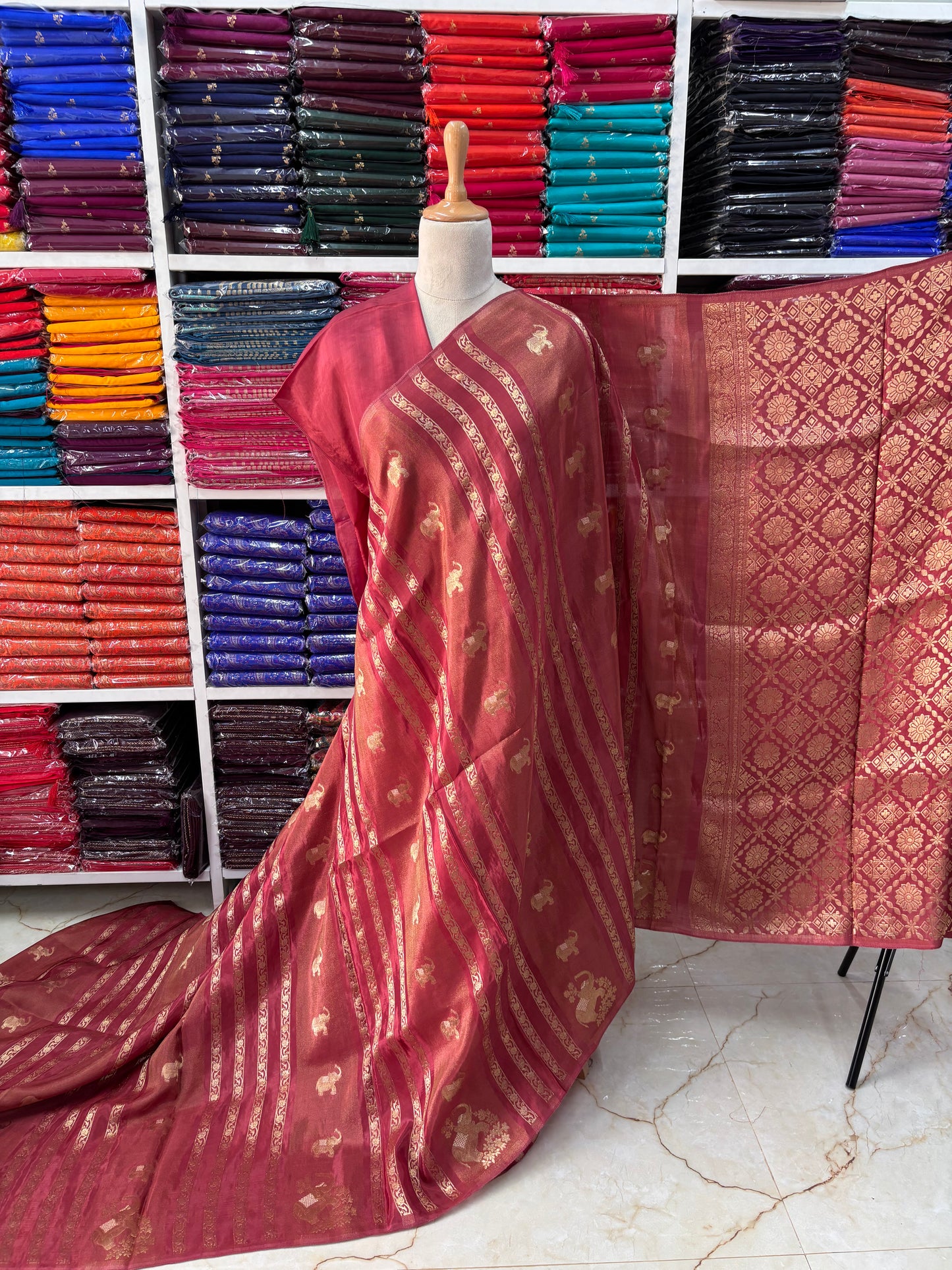 Premium Viscose Saree (Borderless Elephants)
