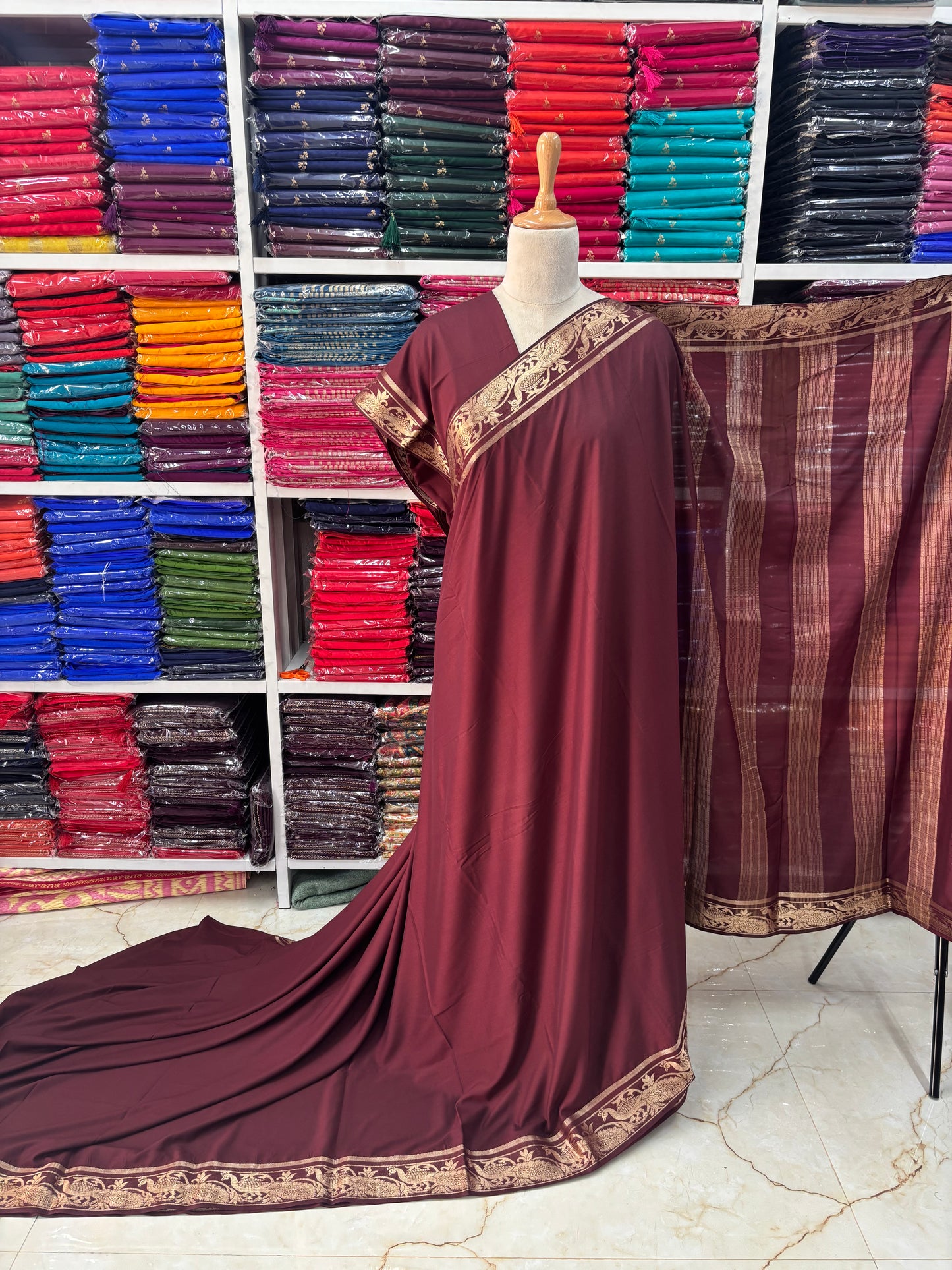 Semi Mysore Crepe (Self, Mayuri Border)