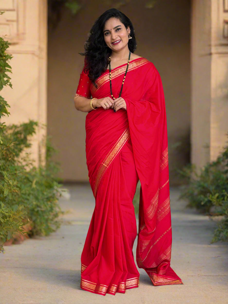 Semi Mysore Crepe (Self, Small Bentex Leaf Border)