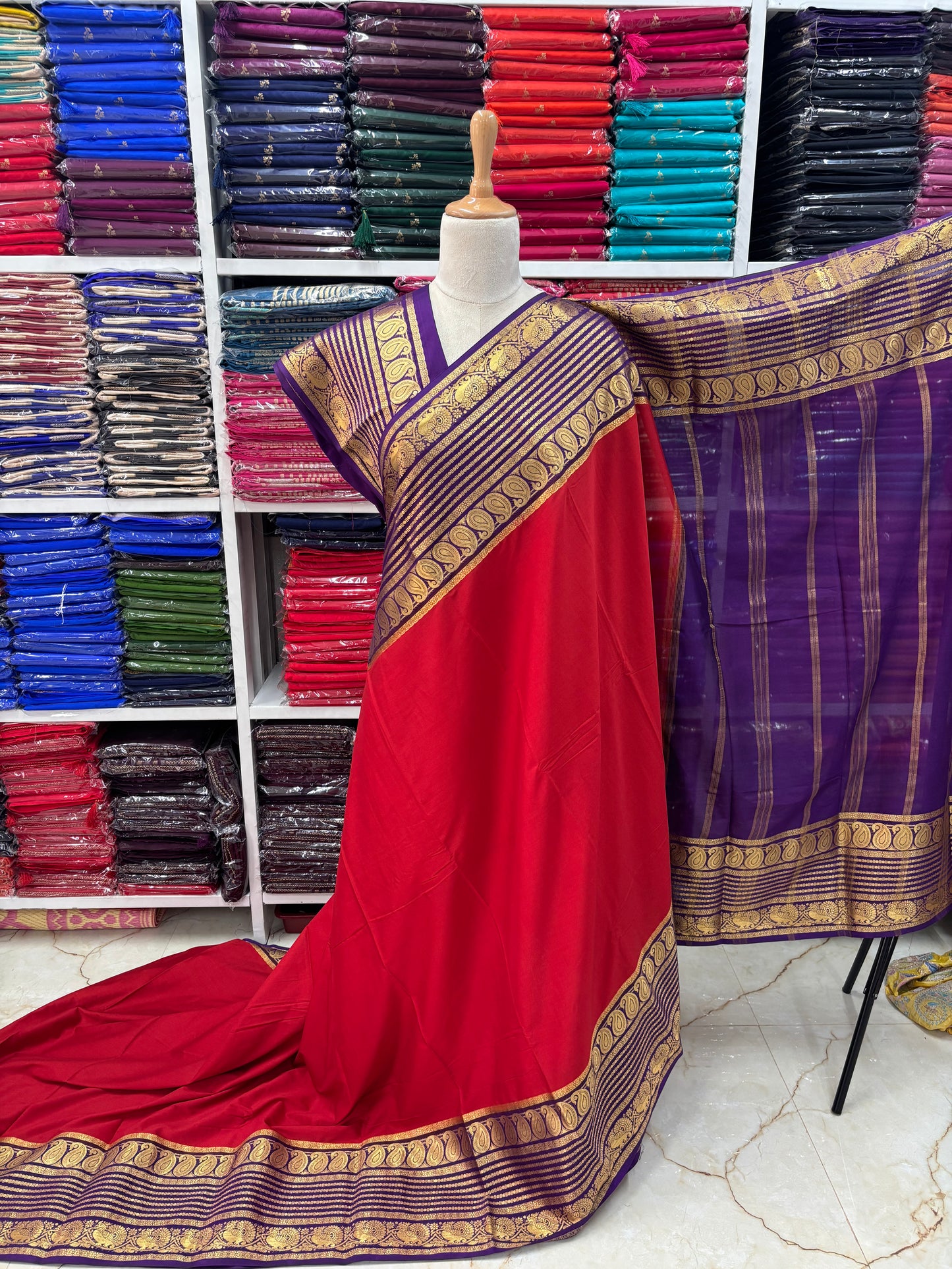 Semi Mysore Crepe (Mango, Rudrakshi, Mayuri Border)