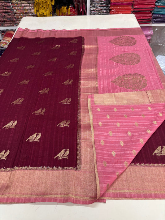 Embossed Crepe Georgette (Double Birds Motifs)