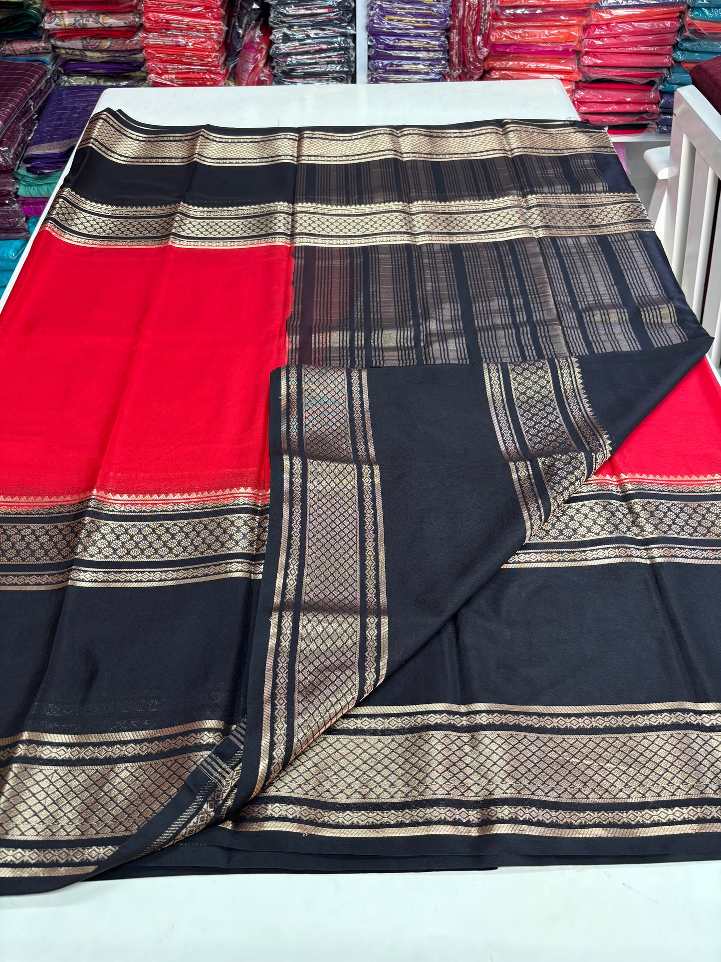 Semi Mysore Crepe (2D Big Bentex Border)