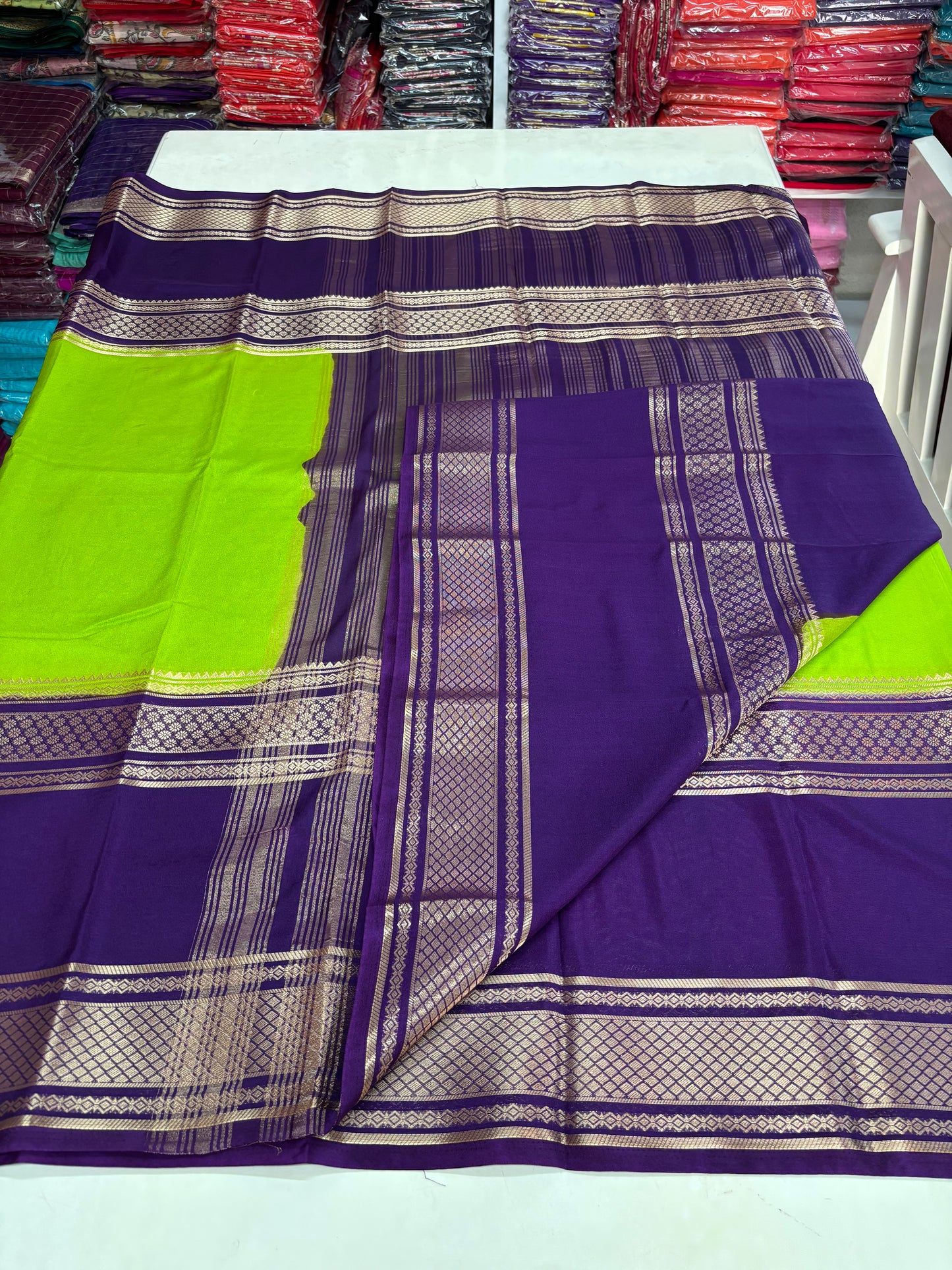 Semi Mysore Crepe (2D Big Bentex Border)