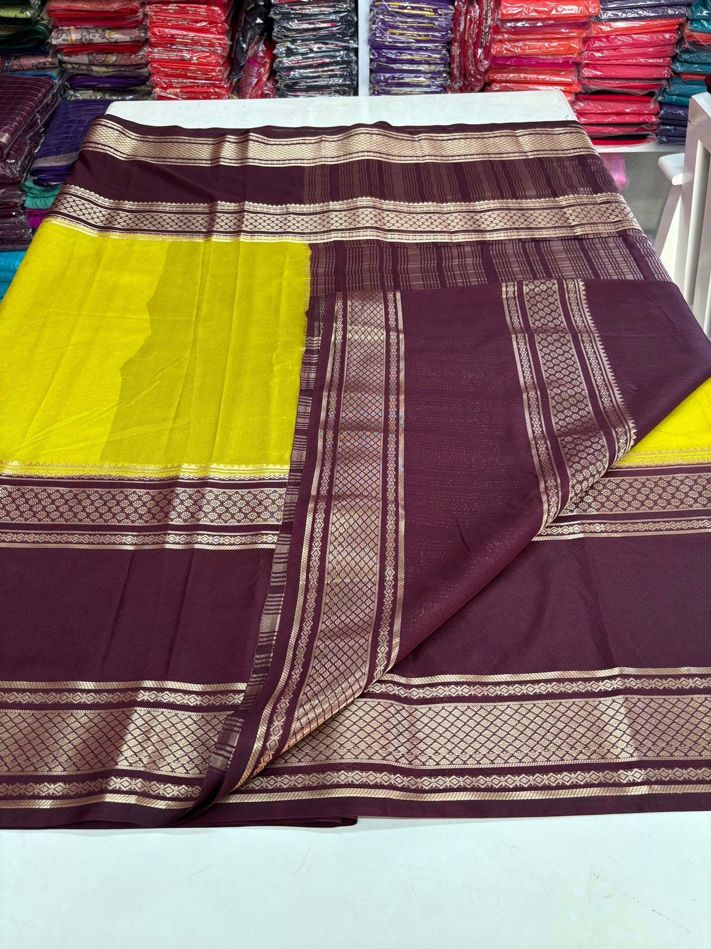 Semi Mysore Crepe (2D Big Bentex Border)