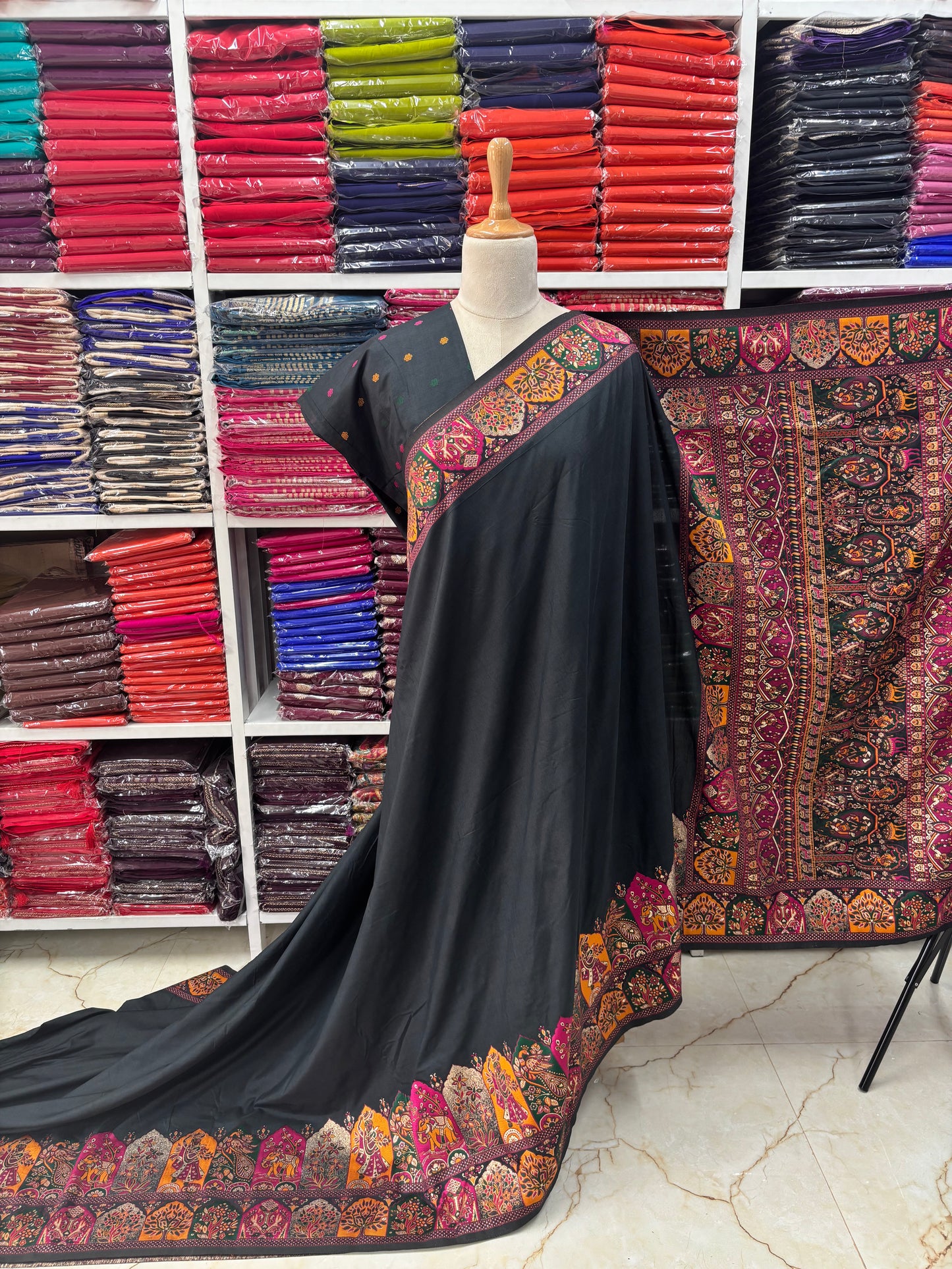 Kashmiri Pashmina Saree (Kalamkari Design)