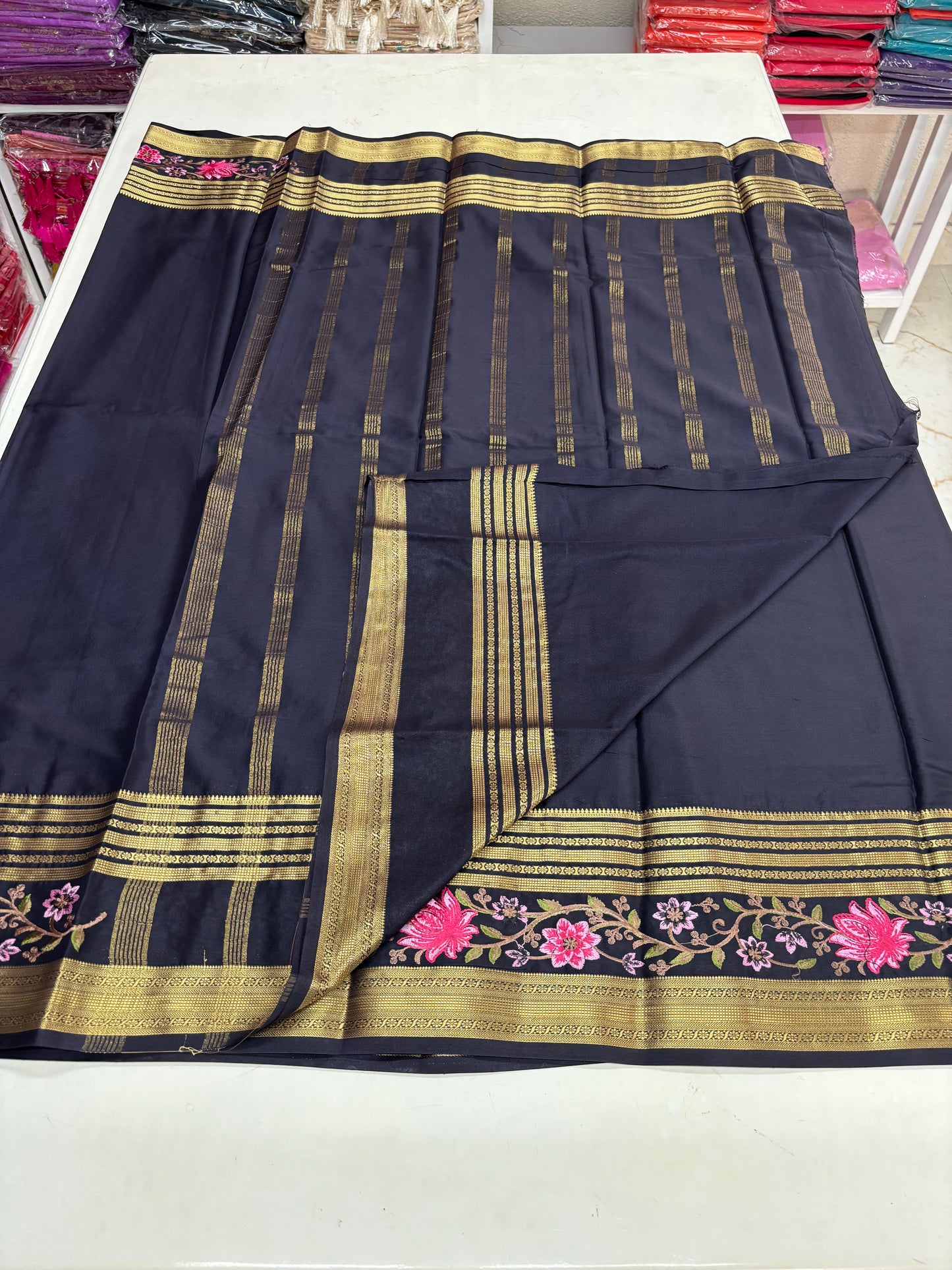 Semi Mysore Crepe (Self, Big Bentex, Embroidery)