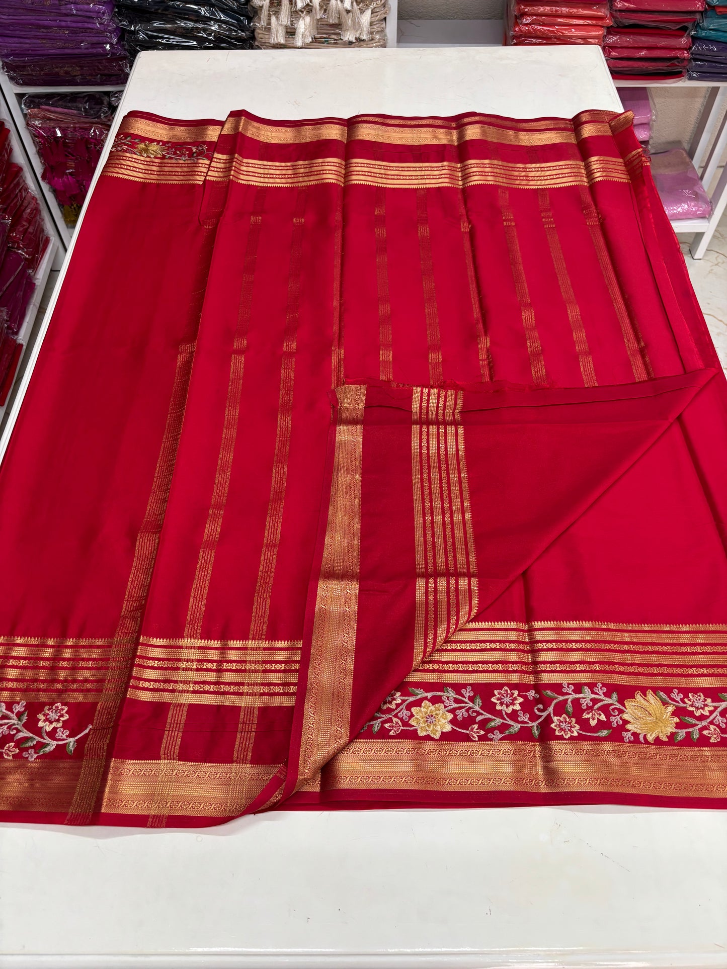 Semi Mysore Crepe (Self, Big Bentex, Embroidery)