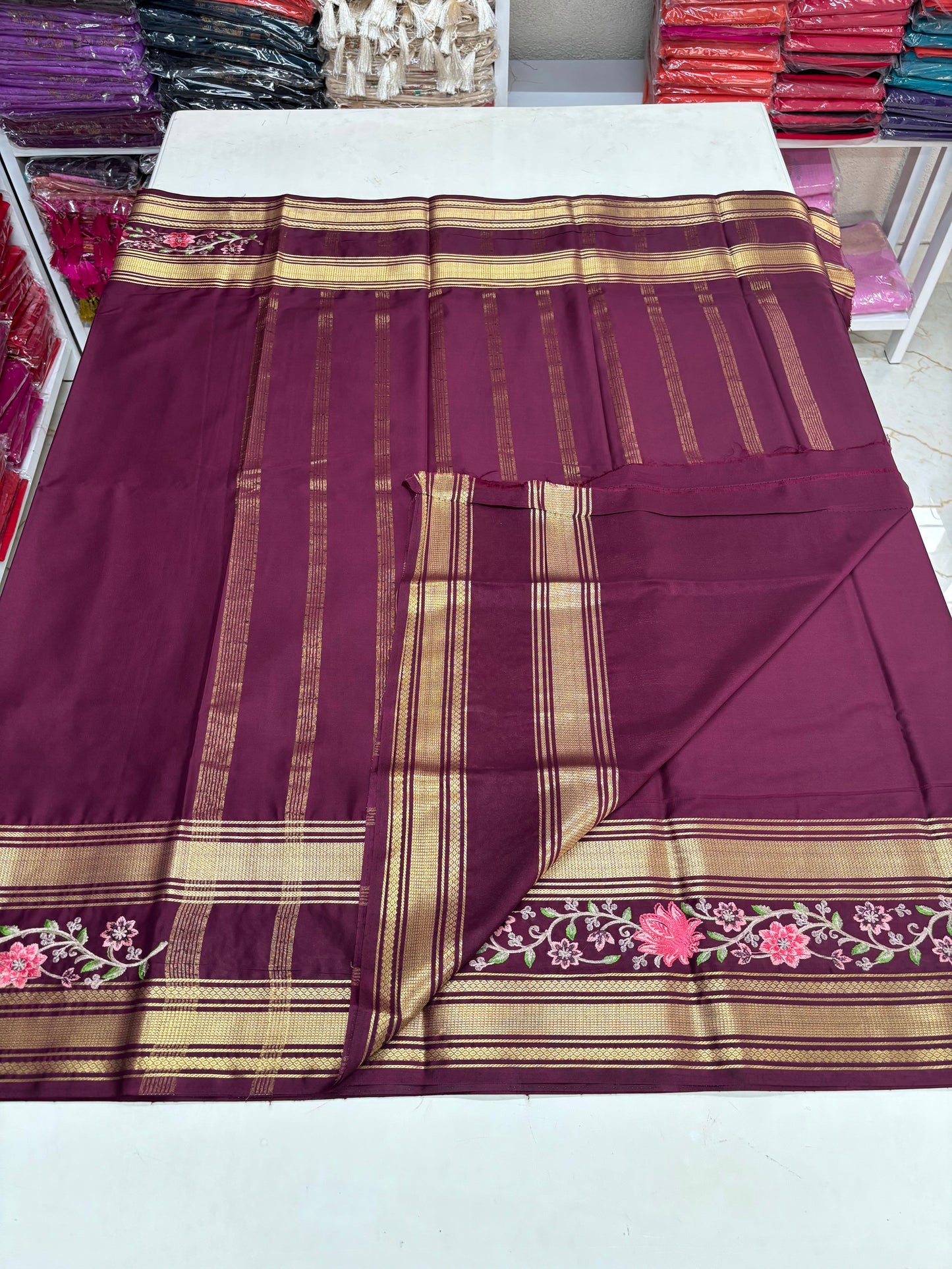 Semi Mysore Crepe (Self, Big Bentex, Embroidery)