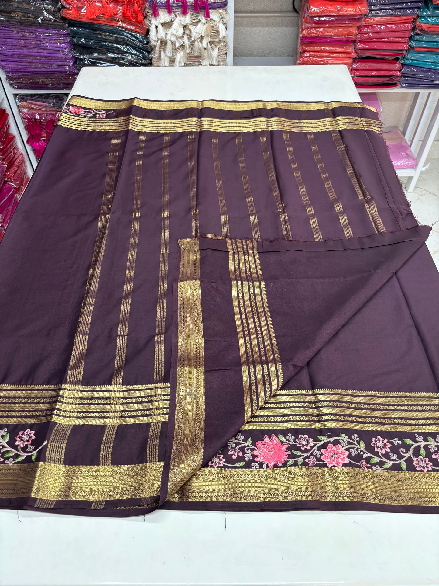 Semi Mysore Crepe (Self, Big Bentex, Embroidery)