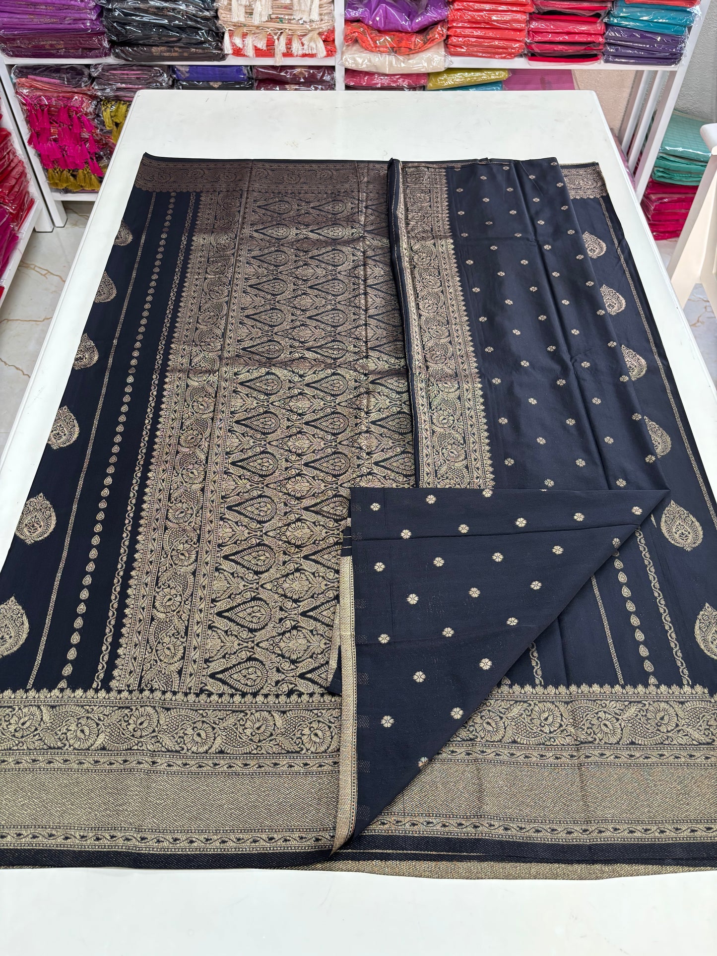 Banarasi Khaddi Georgette (Peacock Feather Motifs)