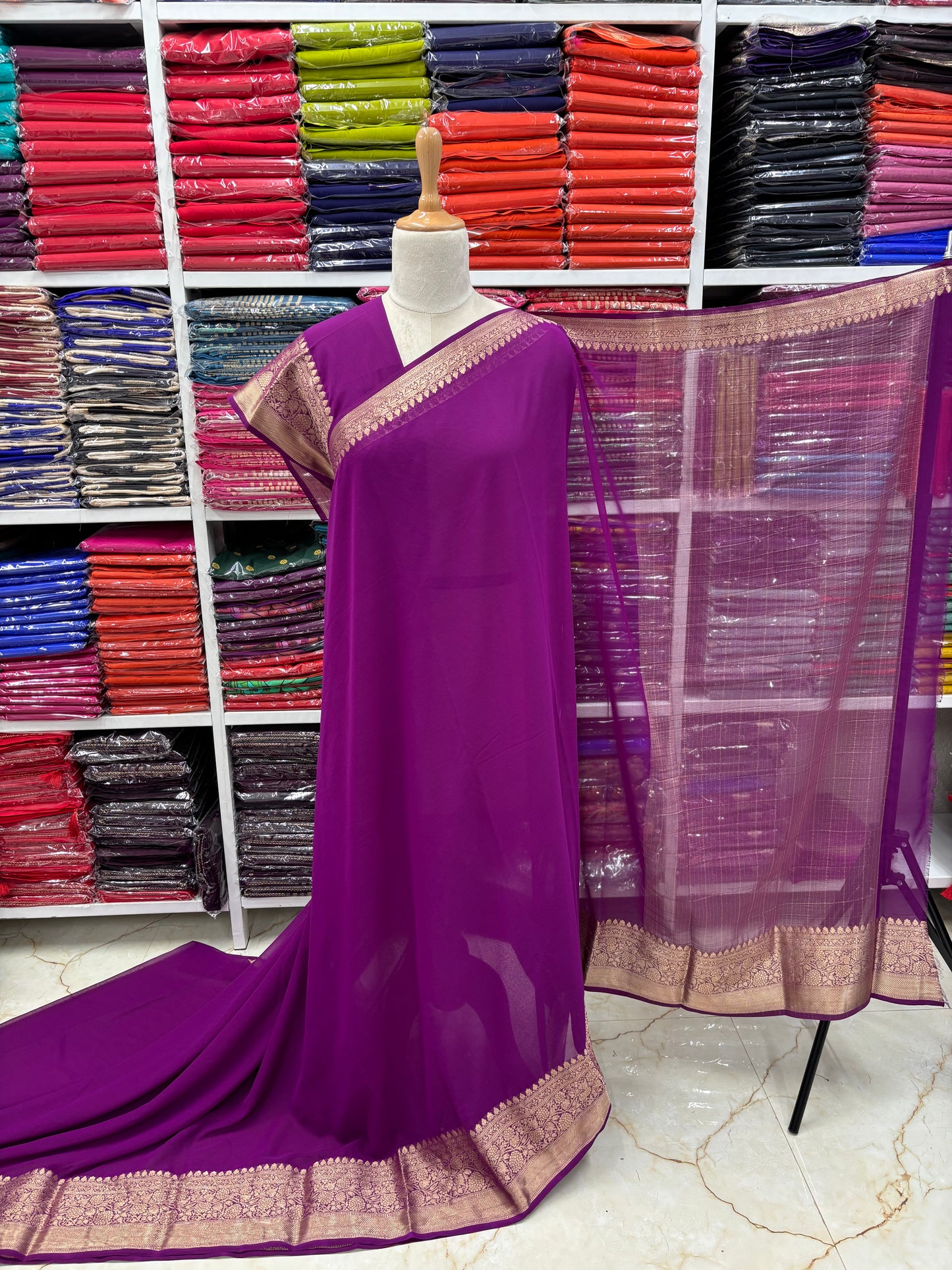 Georgette Chiffon (Floral Border)