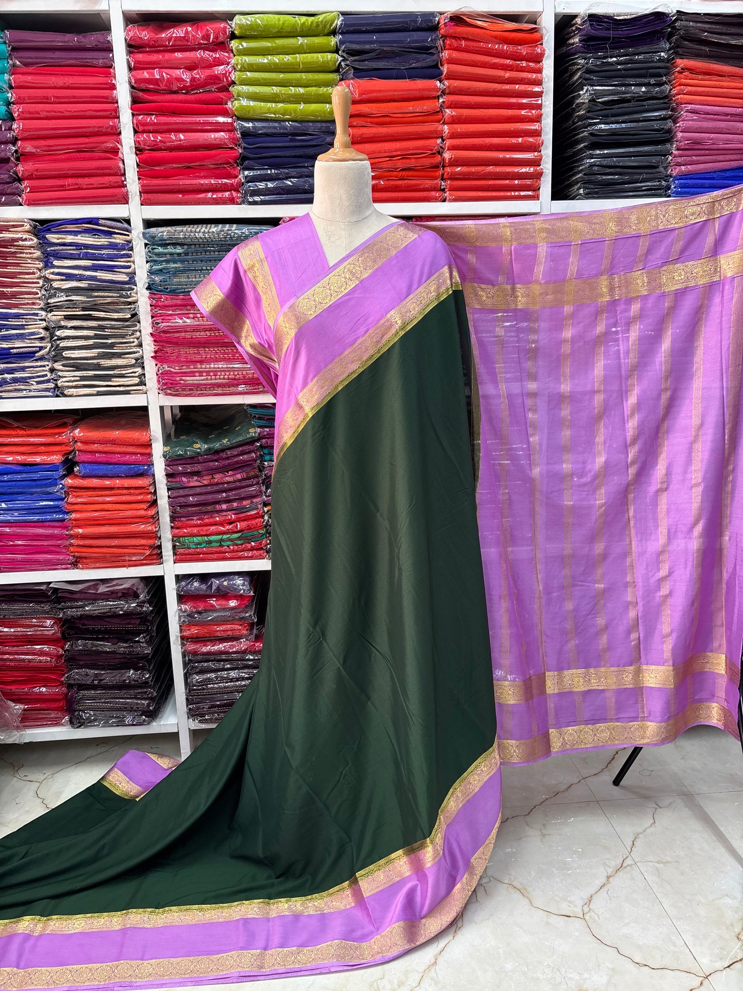 Semi Mysore Crepe (Premium, Floral Bentex Border)