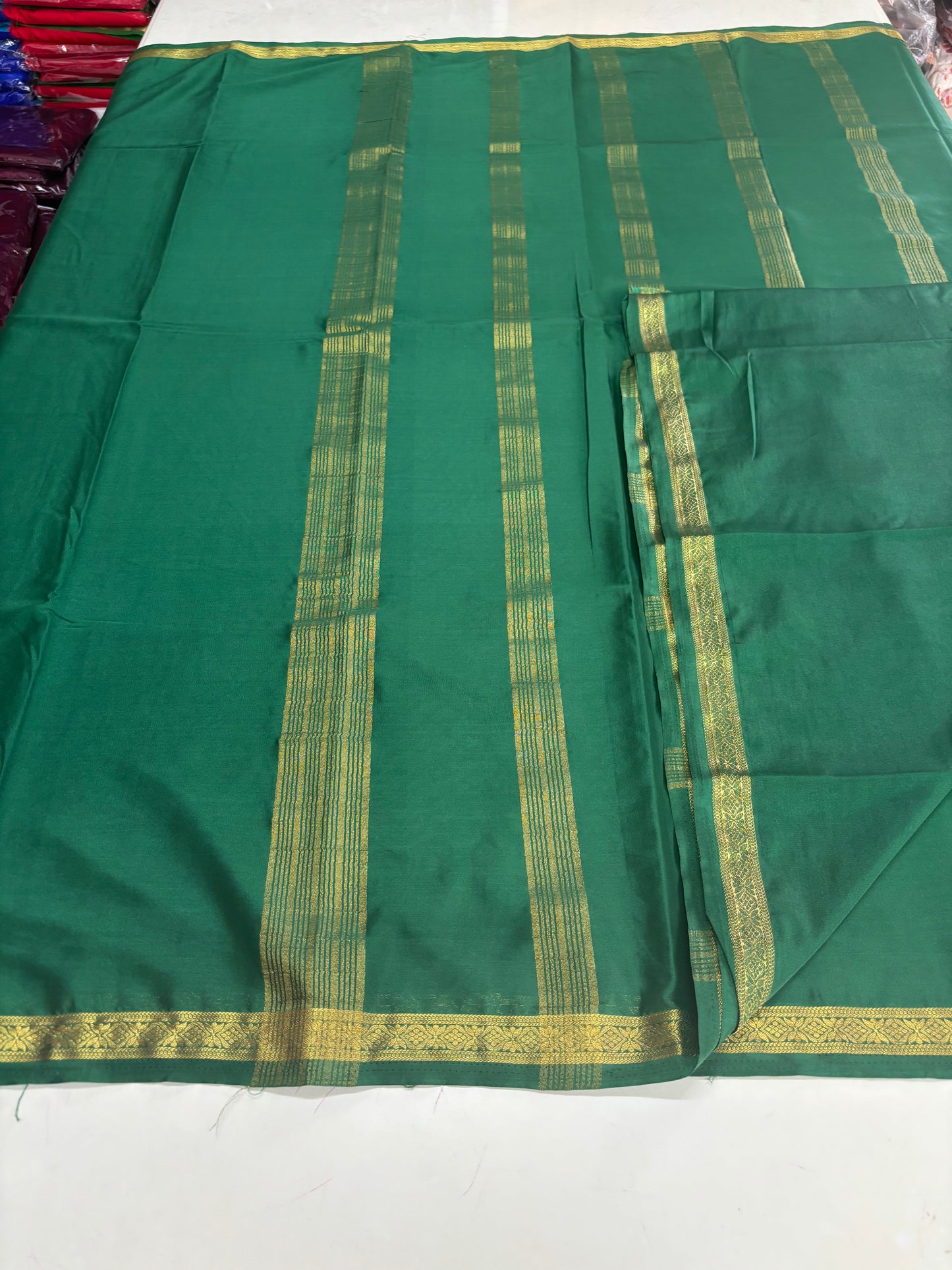 Semi Mysore Crepe (Self, Small 1 inch Border)