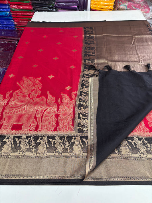 Semi Mysore Crepe (Premium, Kalamkari Weaved Art)