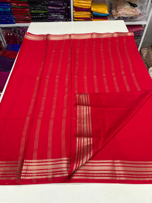 Semi Mysore Crepe (Self, Medium Sequence Border)