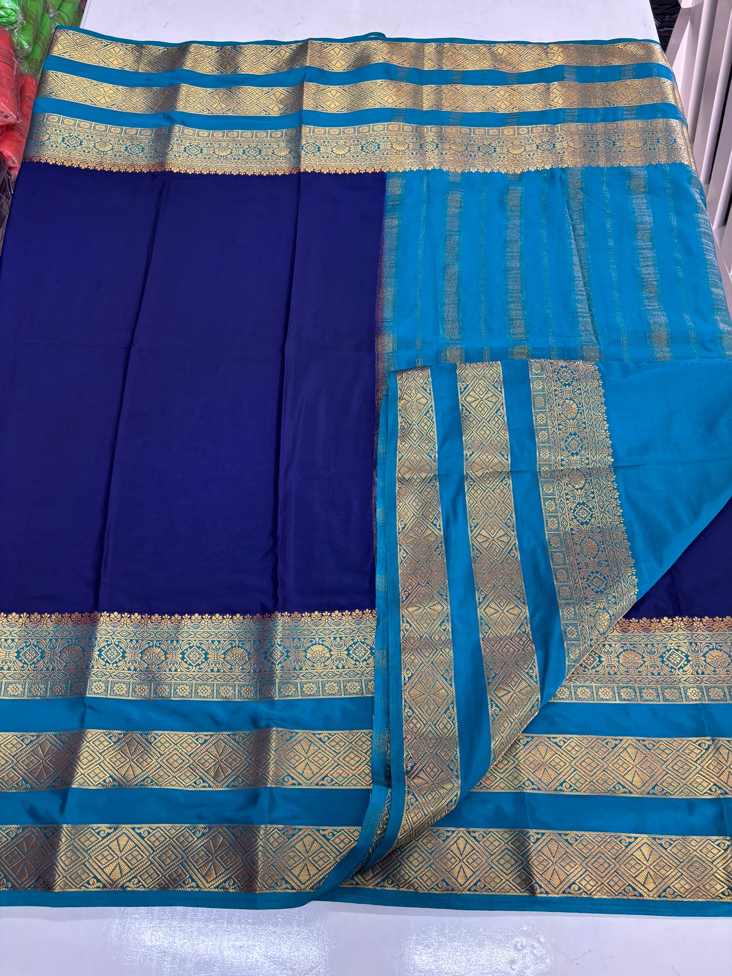 Semi Mysore Crepe (Premium, Plain, Rich Big 3 Bentex Border)