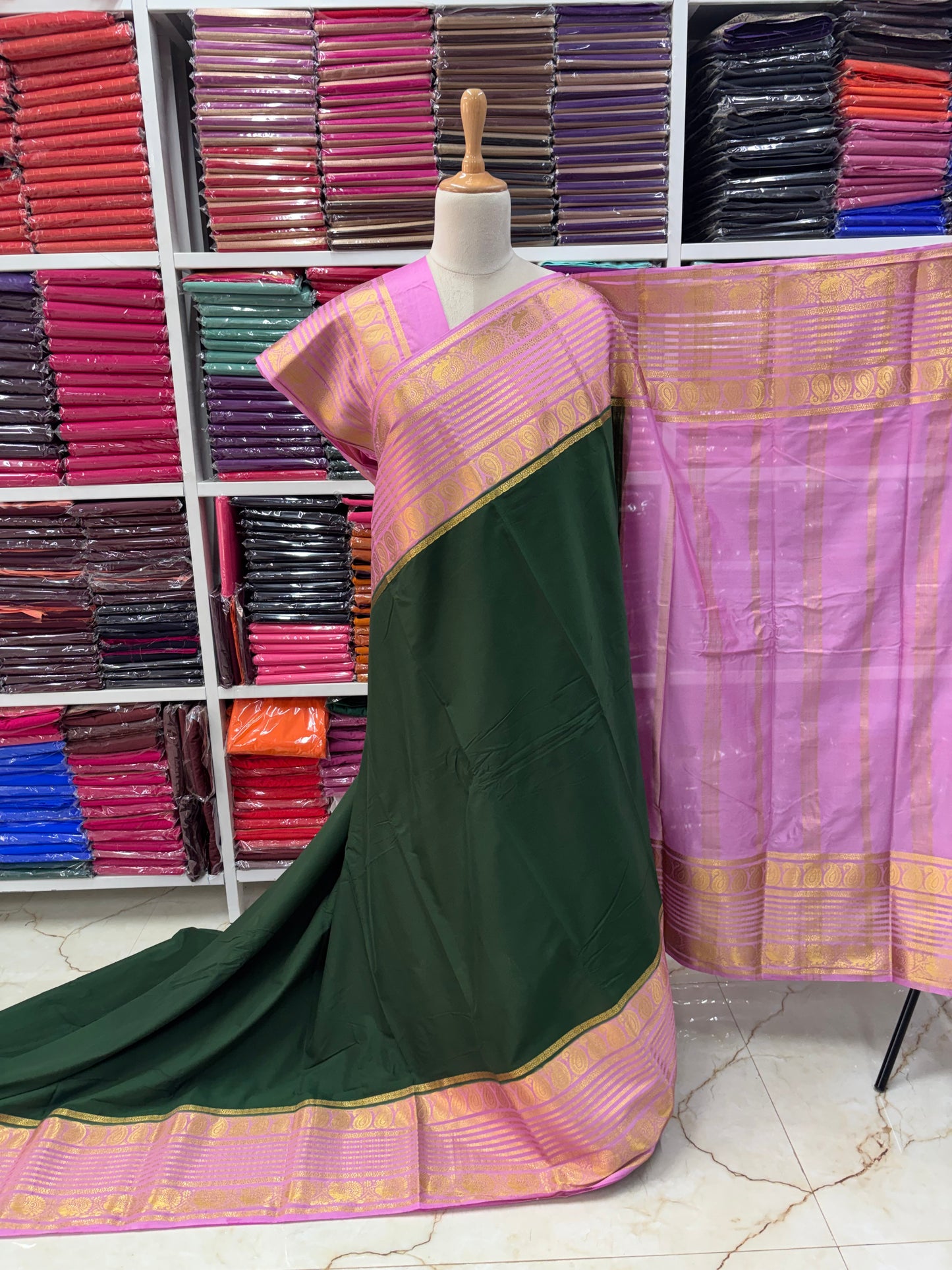 Semi Mysore Crepe (Mango, Rudrakshi, Mayuri Border)