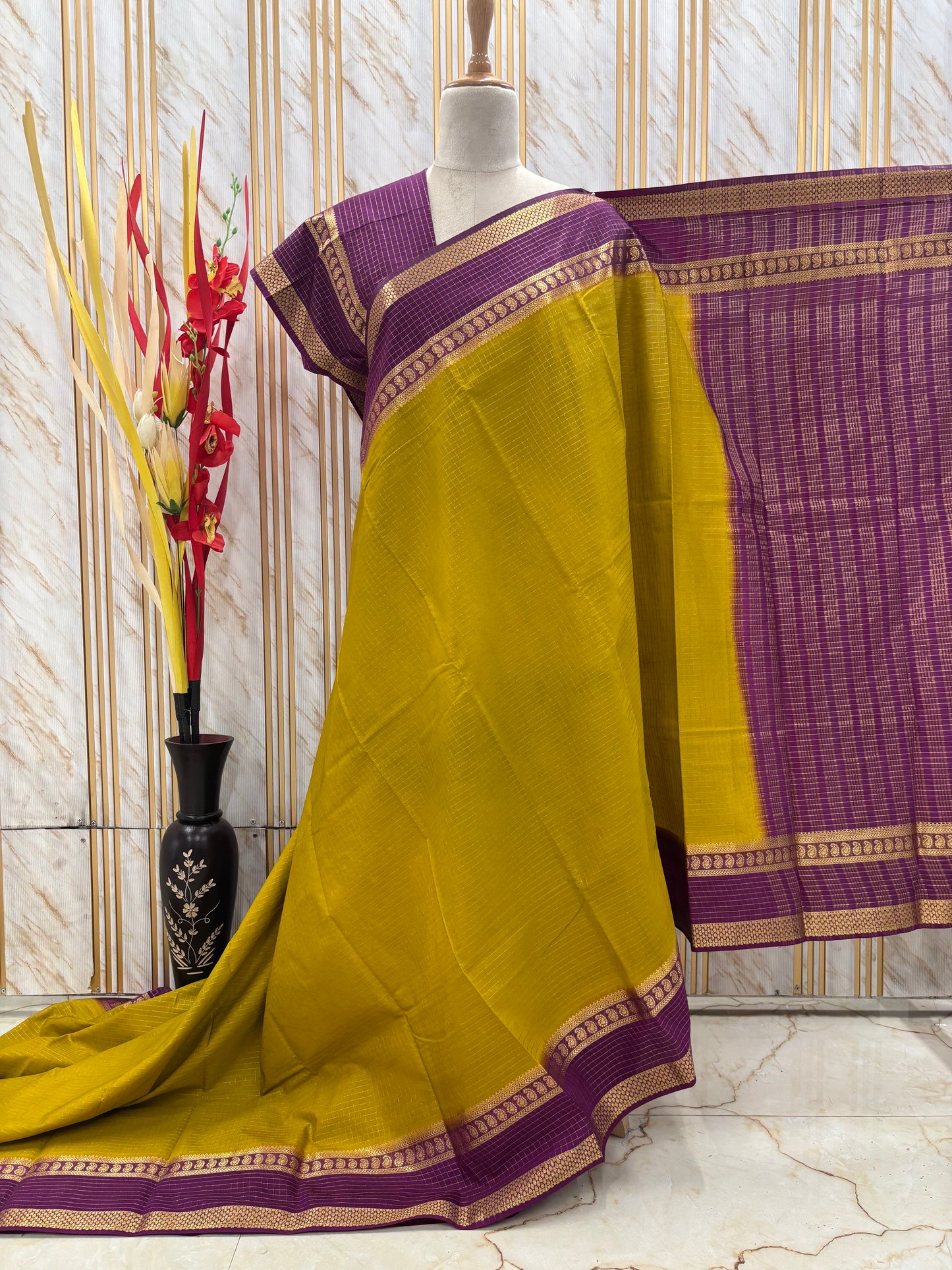 Semi Mysore Crepe (Checks Mango Bentex)