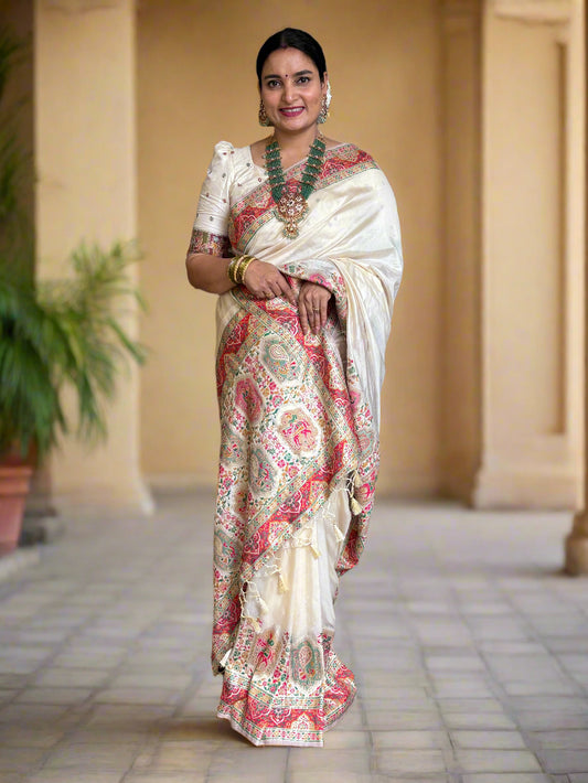 Kashmiri Pashmina Saree (Dandiya and Horse Riding Weaves)