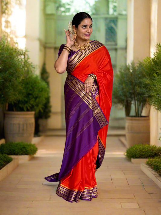 Semi Mysore Crepe (3 lines floral border)