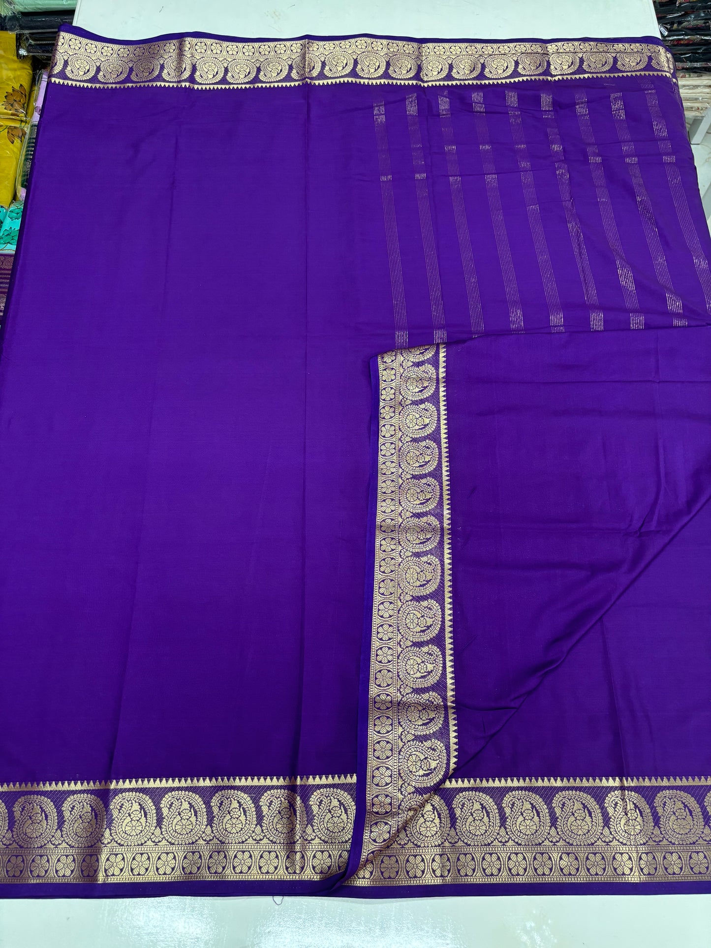 Semi Mysore Crepe (Self, Super Premium, Mango Border)