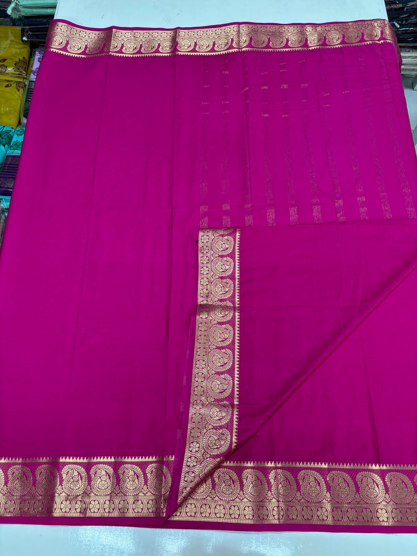 Semi Mysore Crepe (Self, Super Premium, Mango Border)