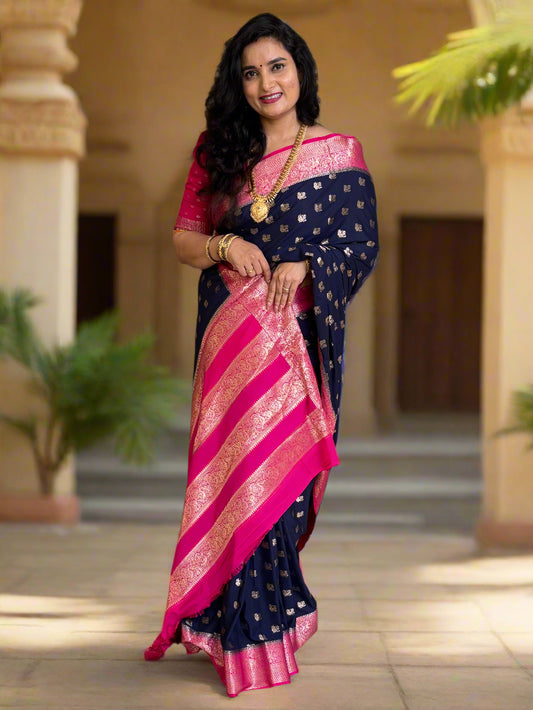 Semi Mysore Crepe (Super Premium, Peacock Motifs)