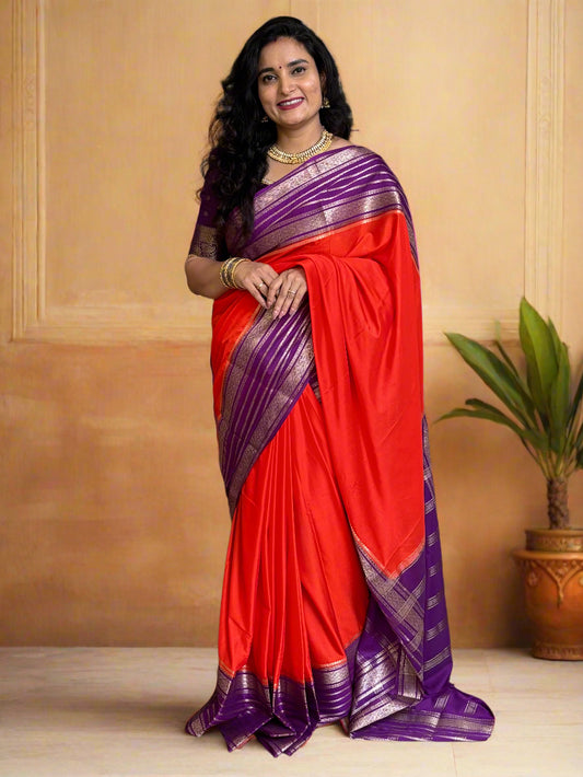 Semi Mysore Crepe (Contrast, Big Sequence Border)