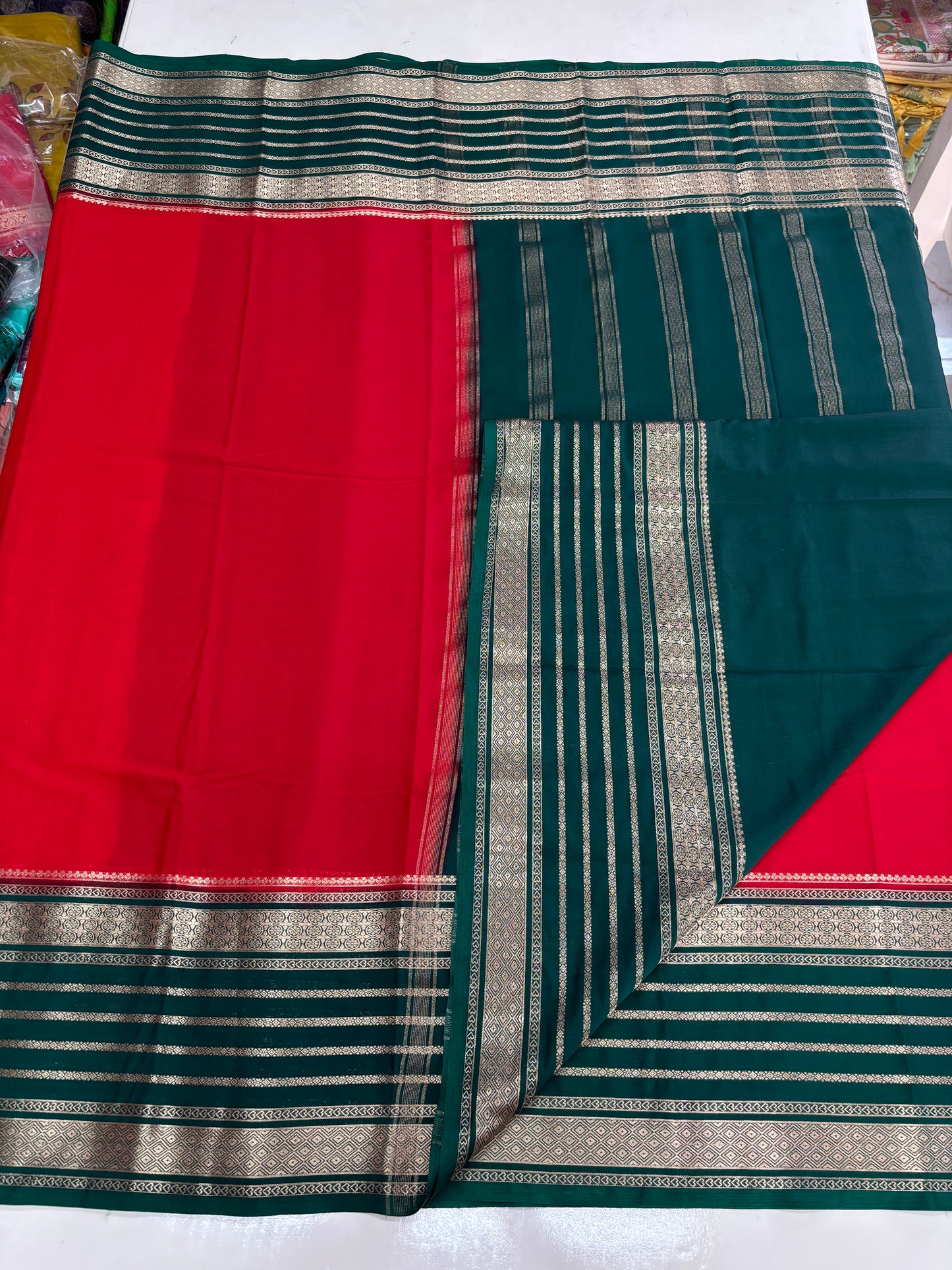 Semi Mysore Crepe (Contrast, Big Sequence Border)